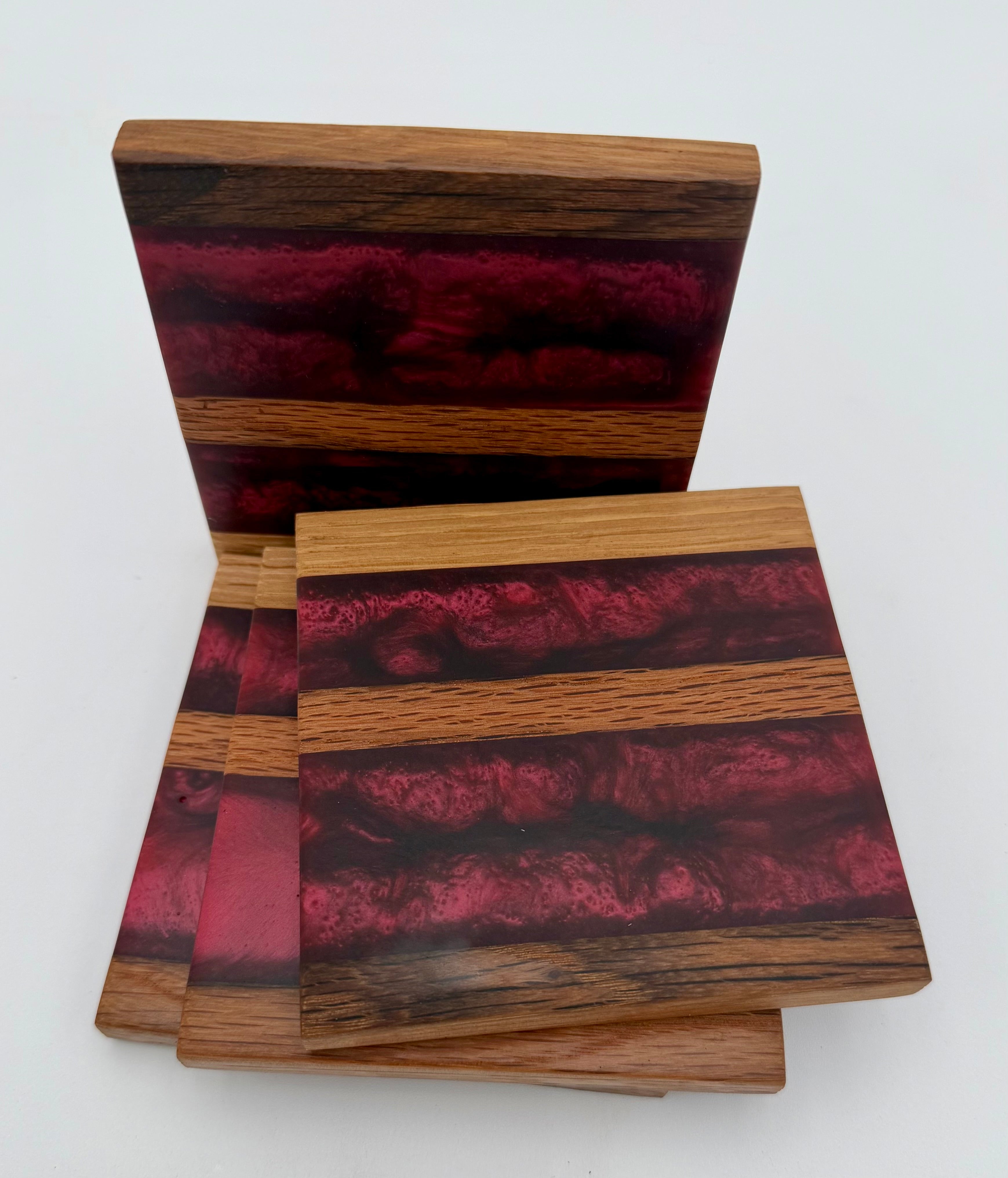 Tobacco Stick Resin Coasters - Rustic Modern Set of 4