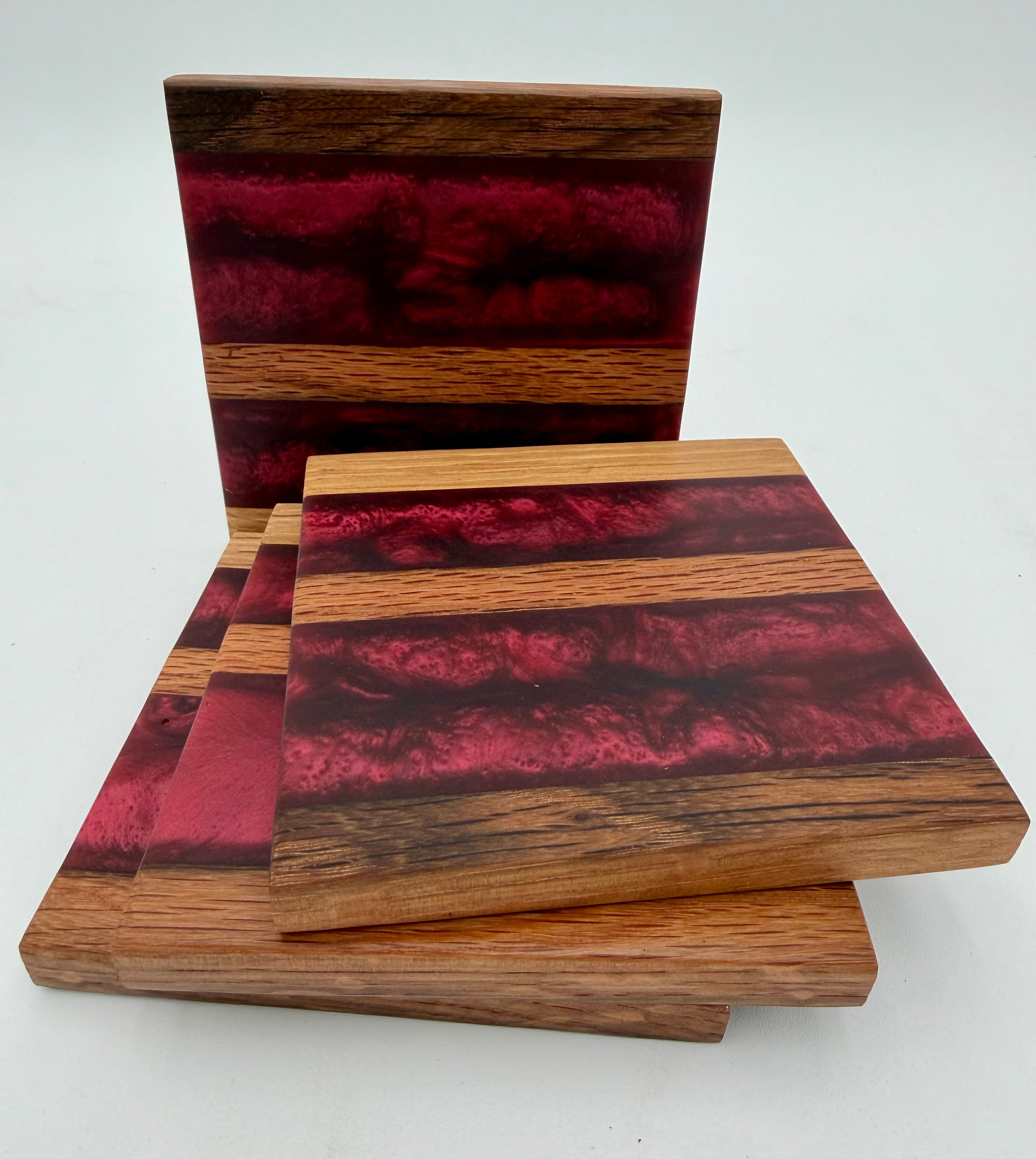 Tobacco Stick Resin Coasters - Rustic Modern Set of 4