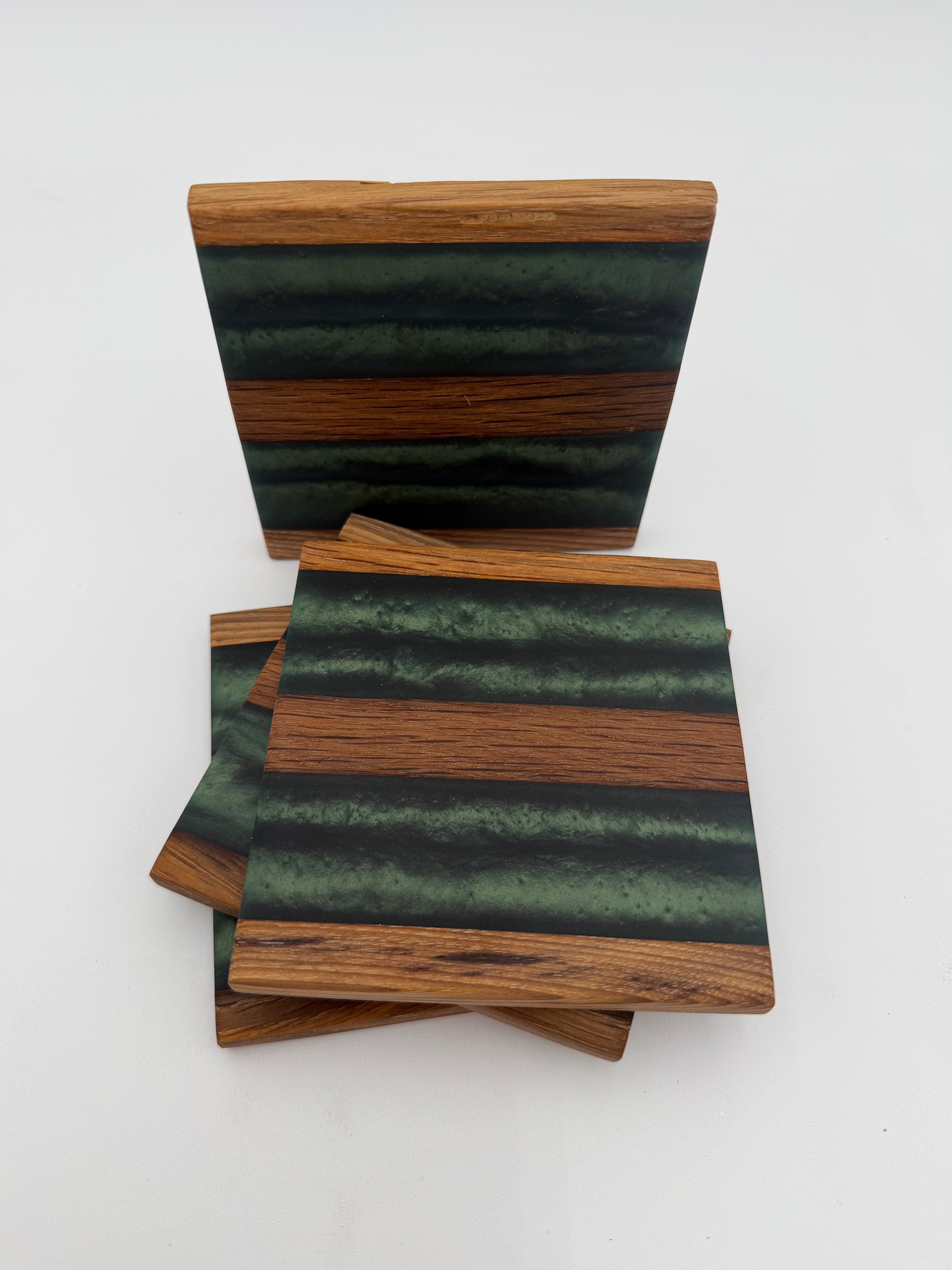 Tobacco Stick Resin Coasters - Rustic Modern Set of 4