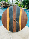 Handcrafted Round Wood and Resin Wall Clock - Bronze