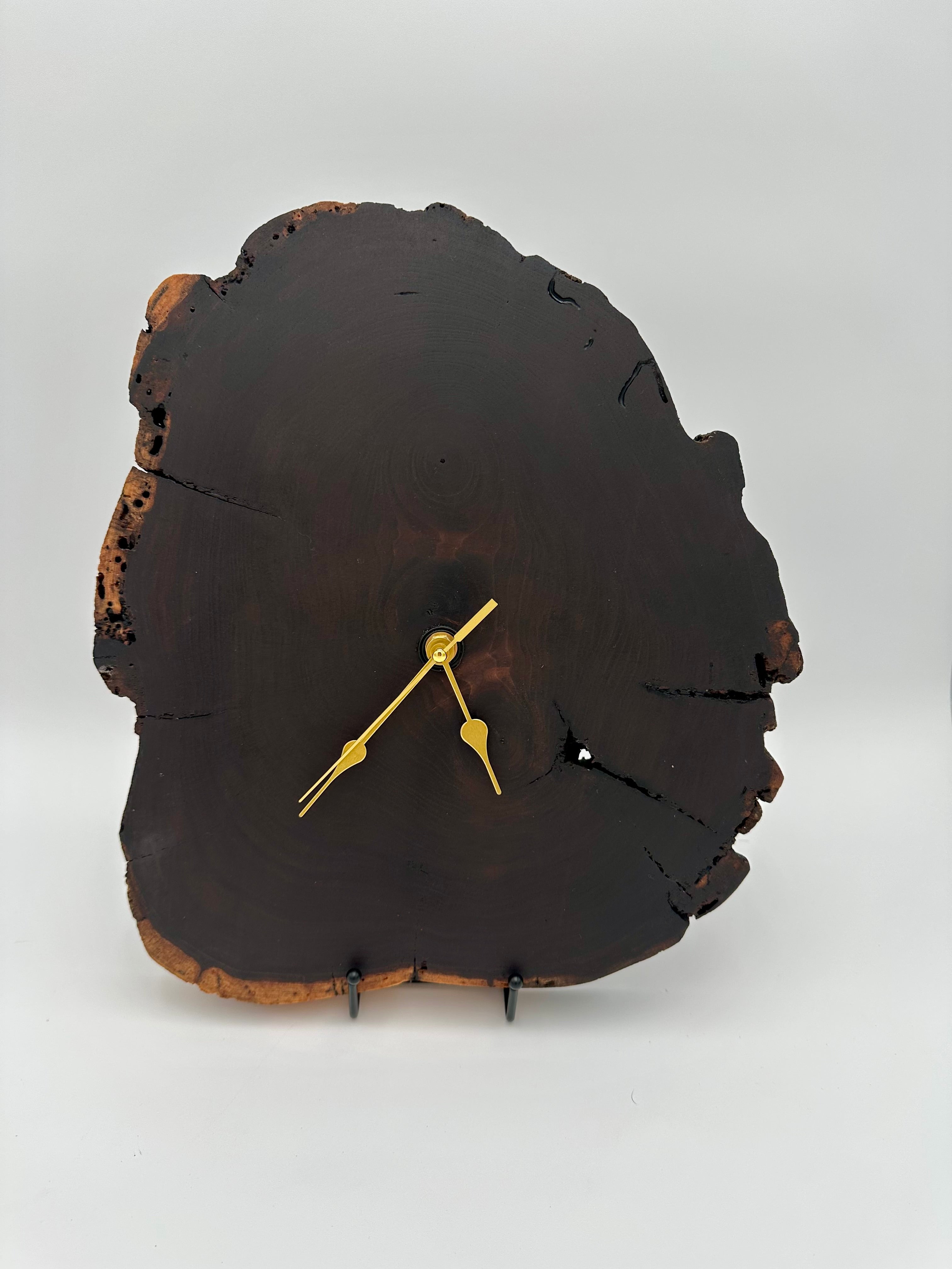 Handmade Live Edge Black Walnut Slice Clock