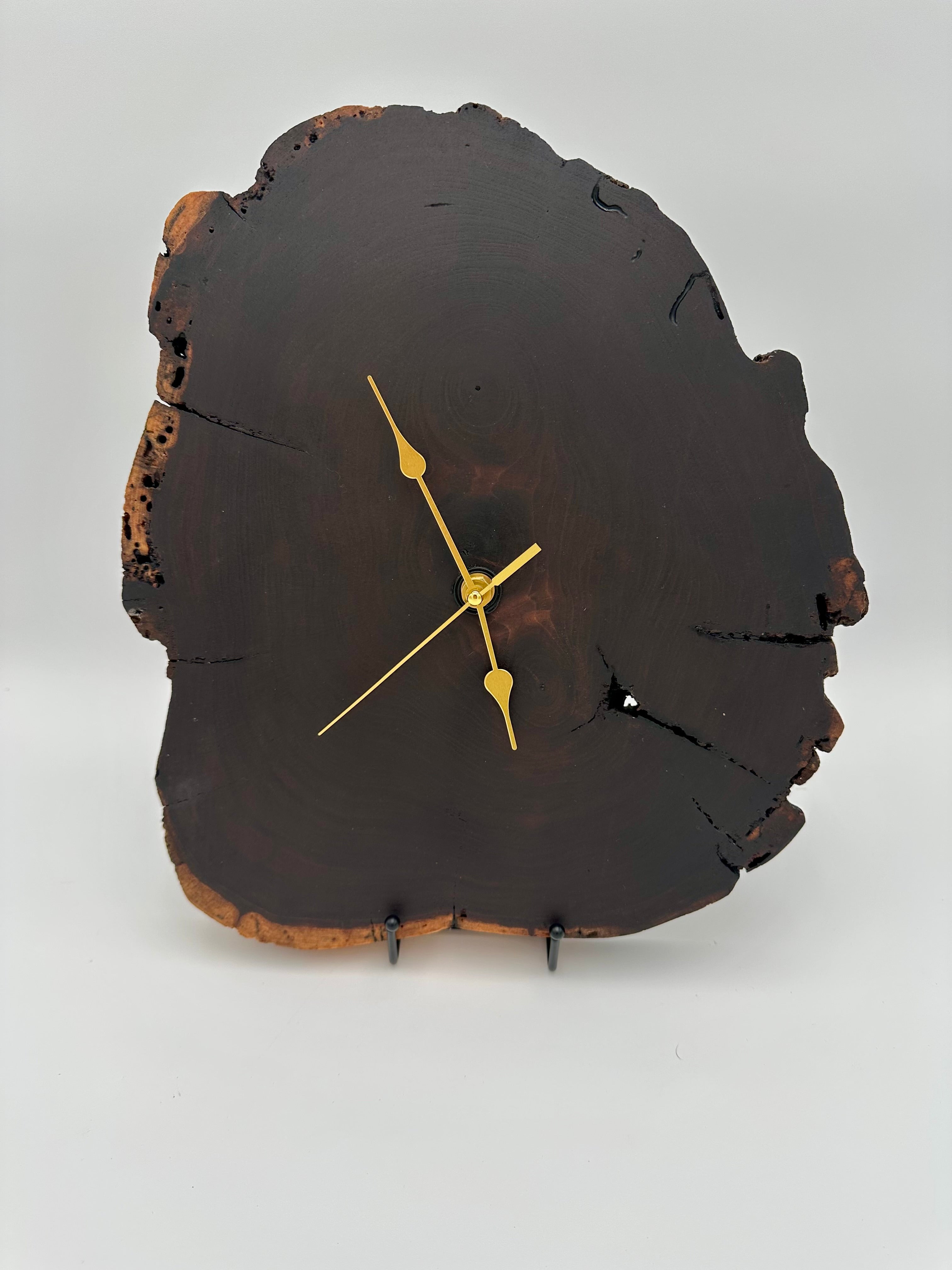 Handmade Live Edge Black Walnut Slice Clock