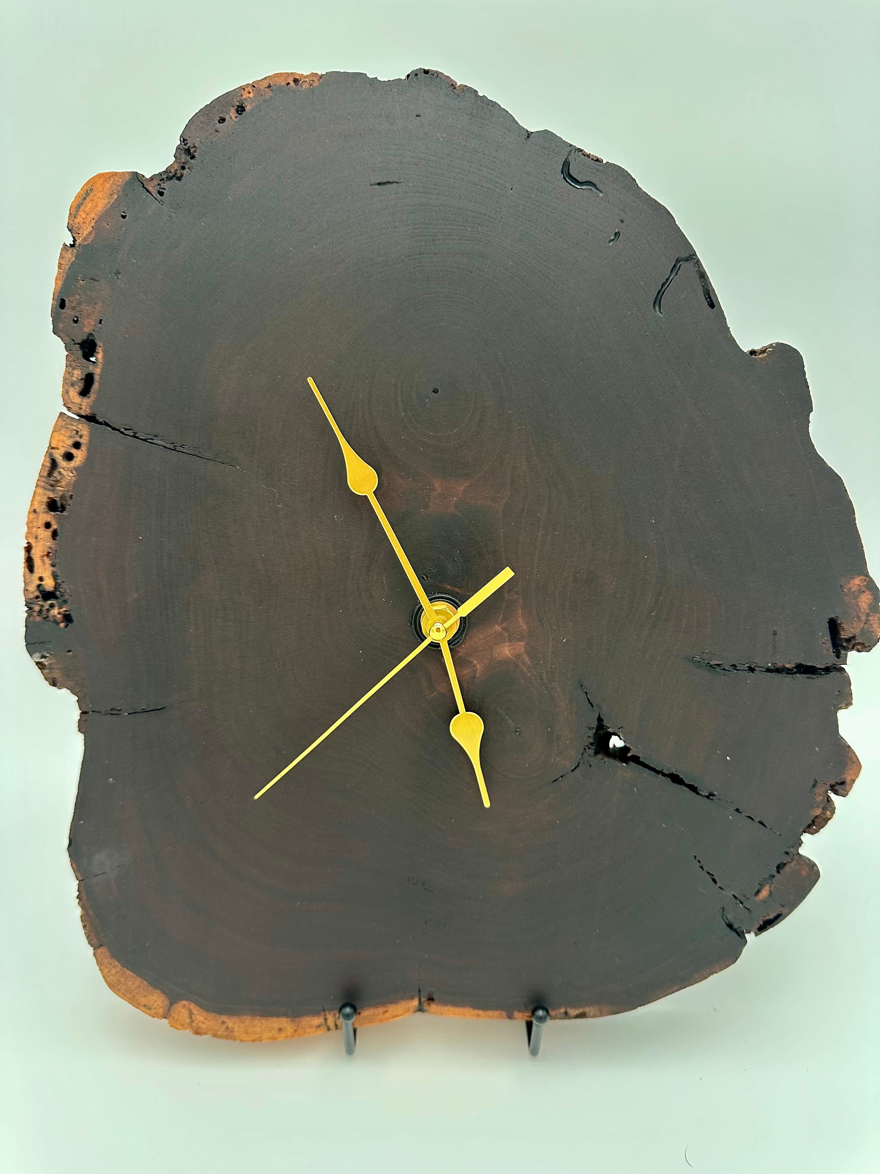 Handmade Live Edge Black Walnut Slice Clock