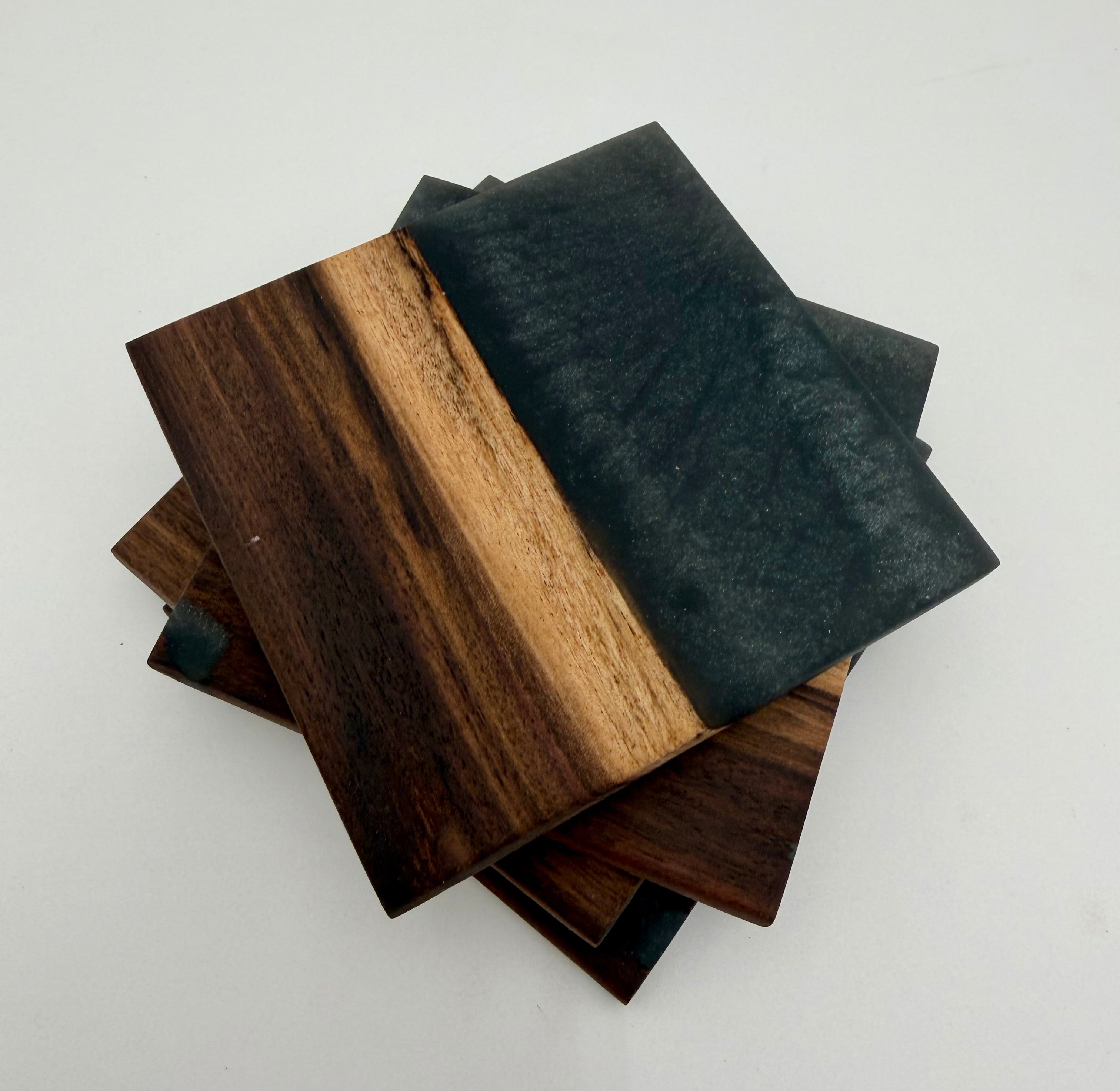 Live Edge Black Walnut and Resin Coasters, Set of 4