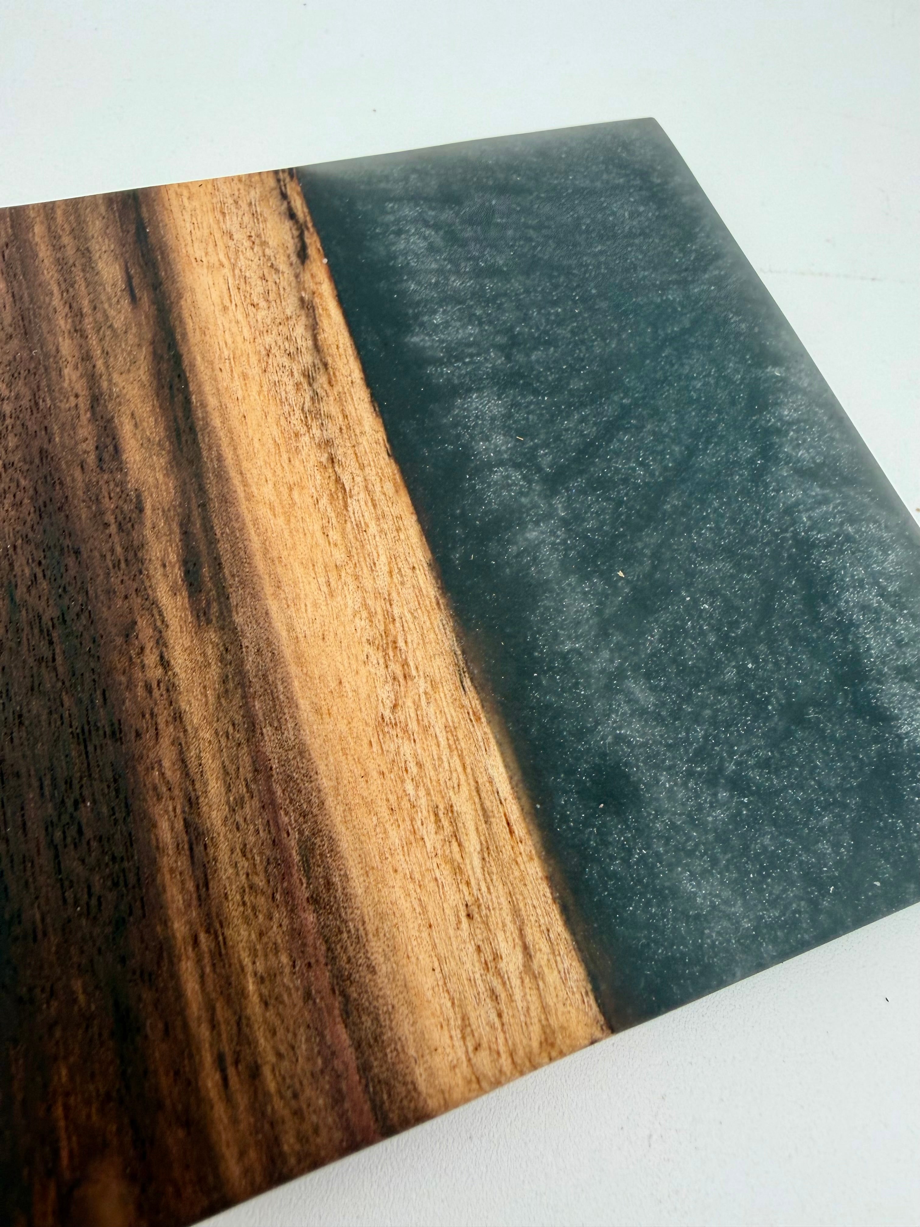 Live Edge Black Walnut and Resin Coasters, Set of 4
