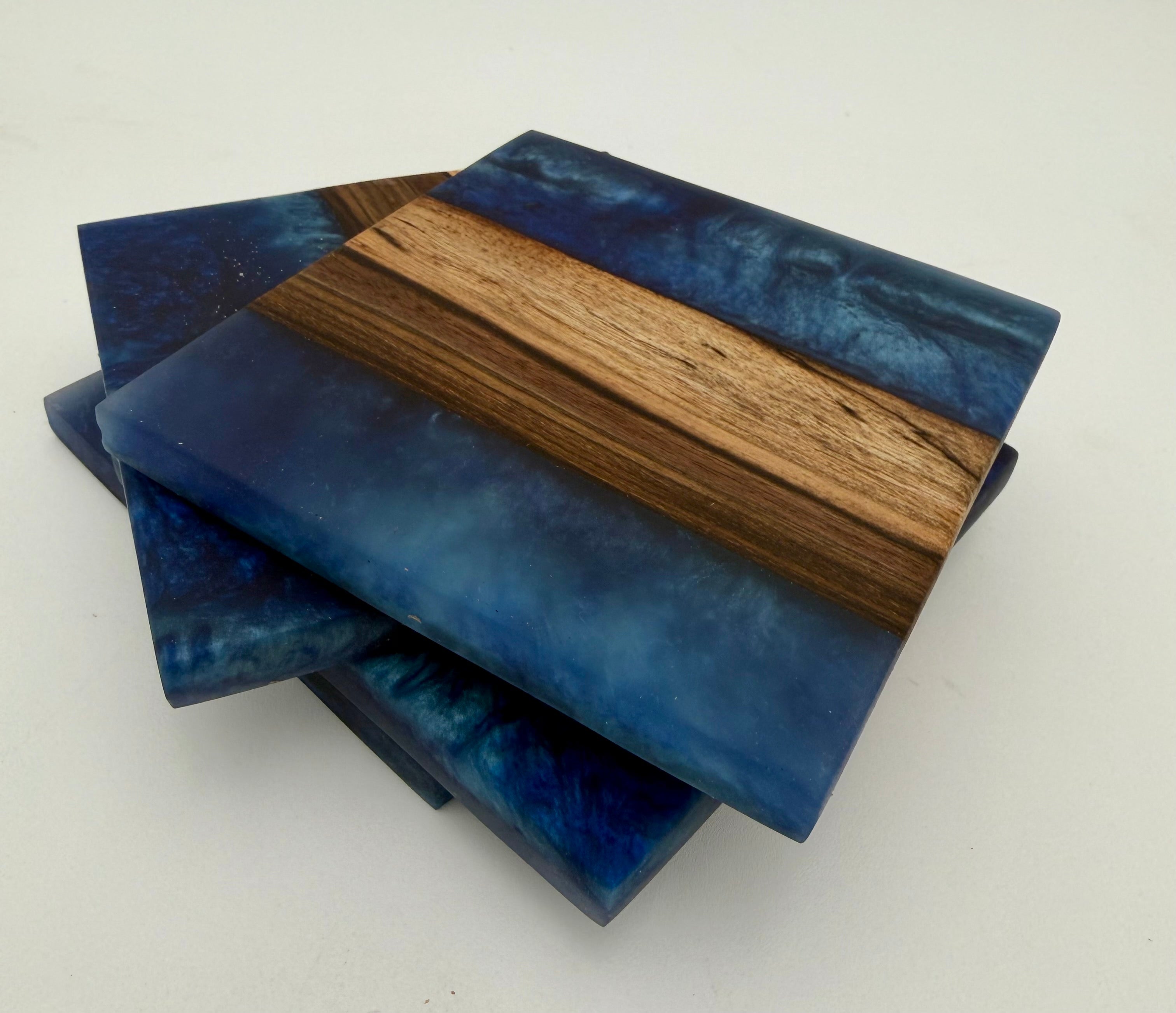 Live Edge Black Walnut and Resin Coasters, Set of 4