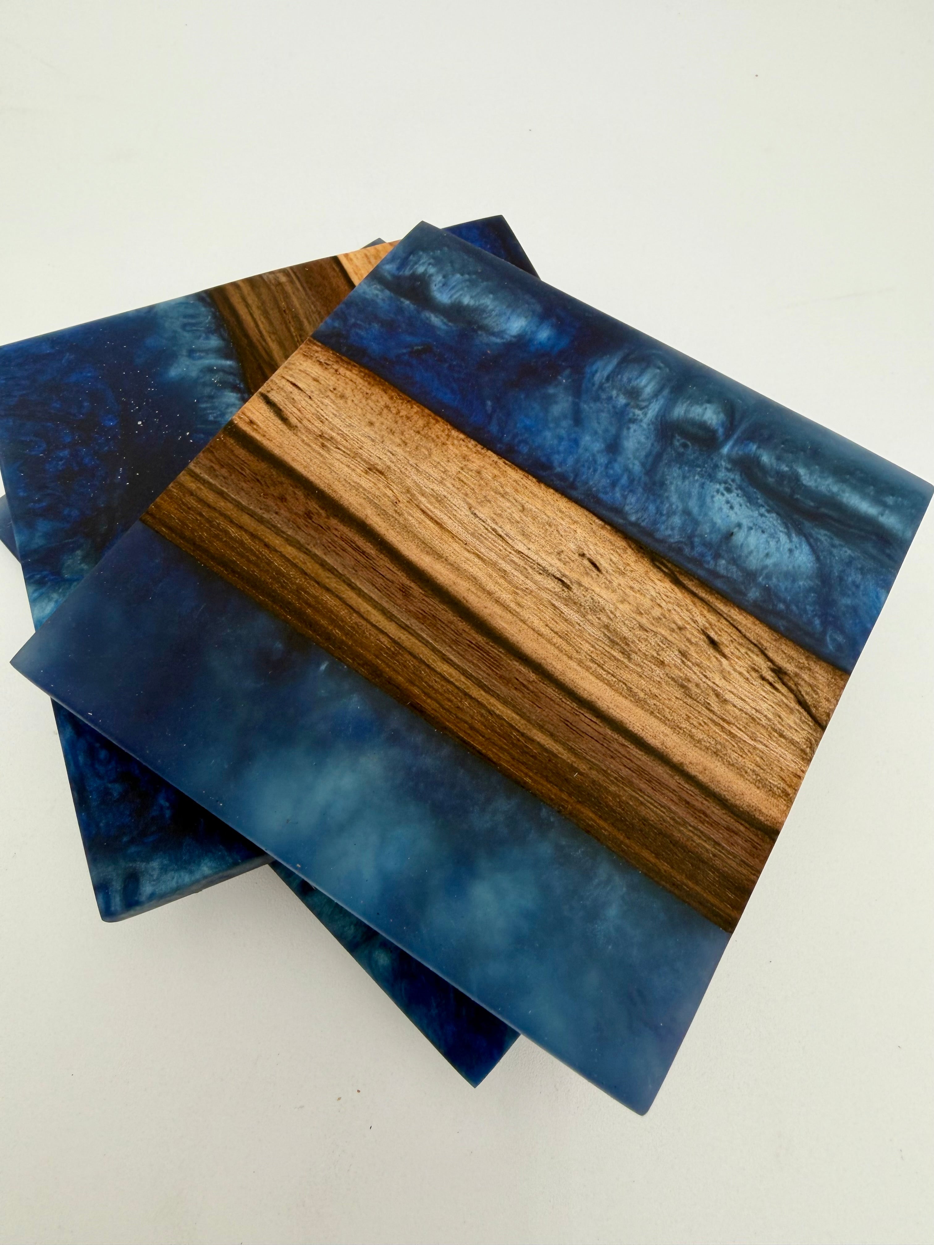 Live Edge Black Walnut and Resin Coasters, Set of 4