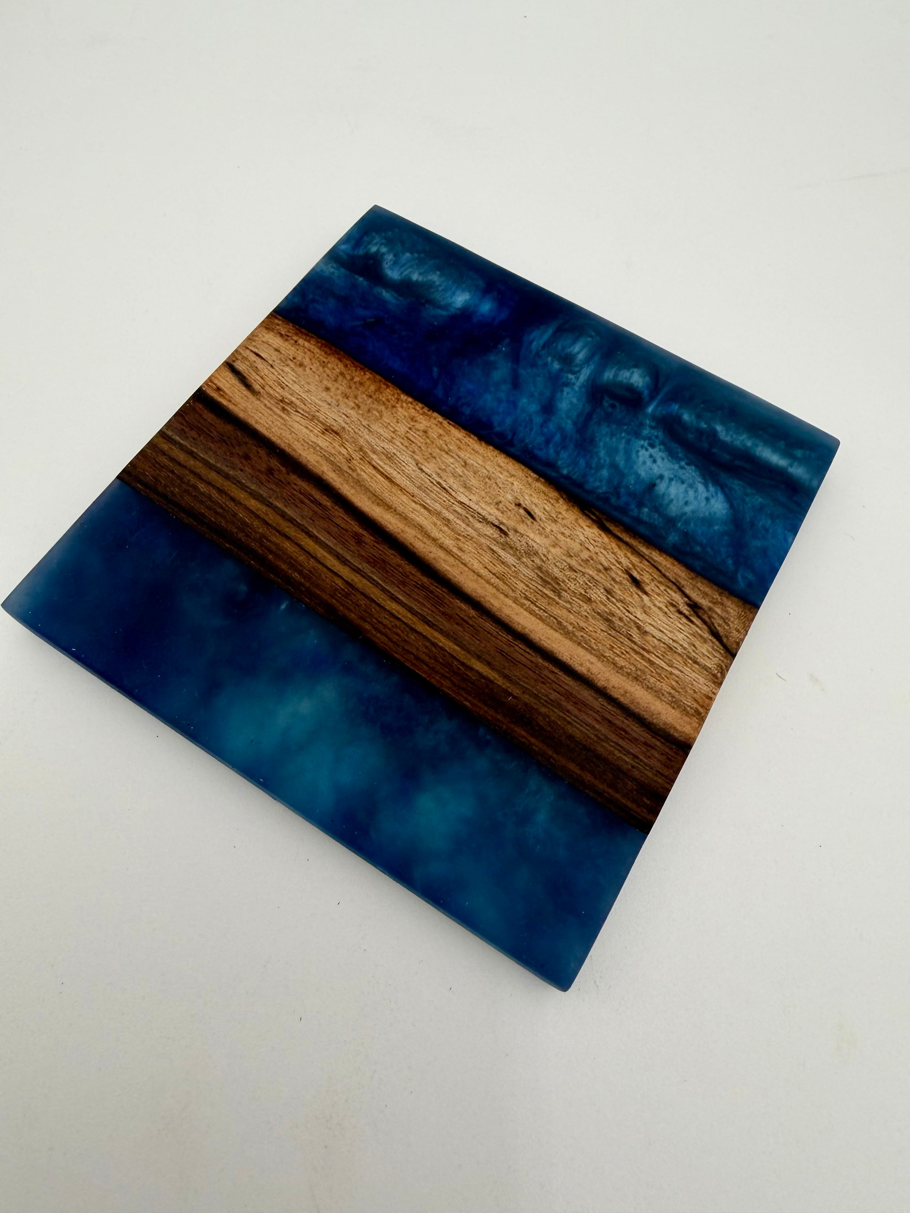 Live Edge Black Walnut and Resin Coasters, Set of 4