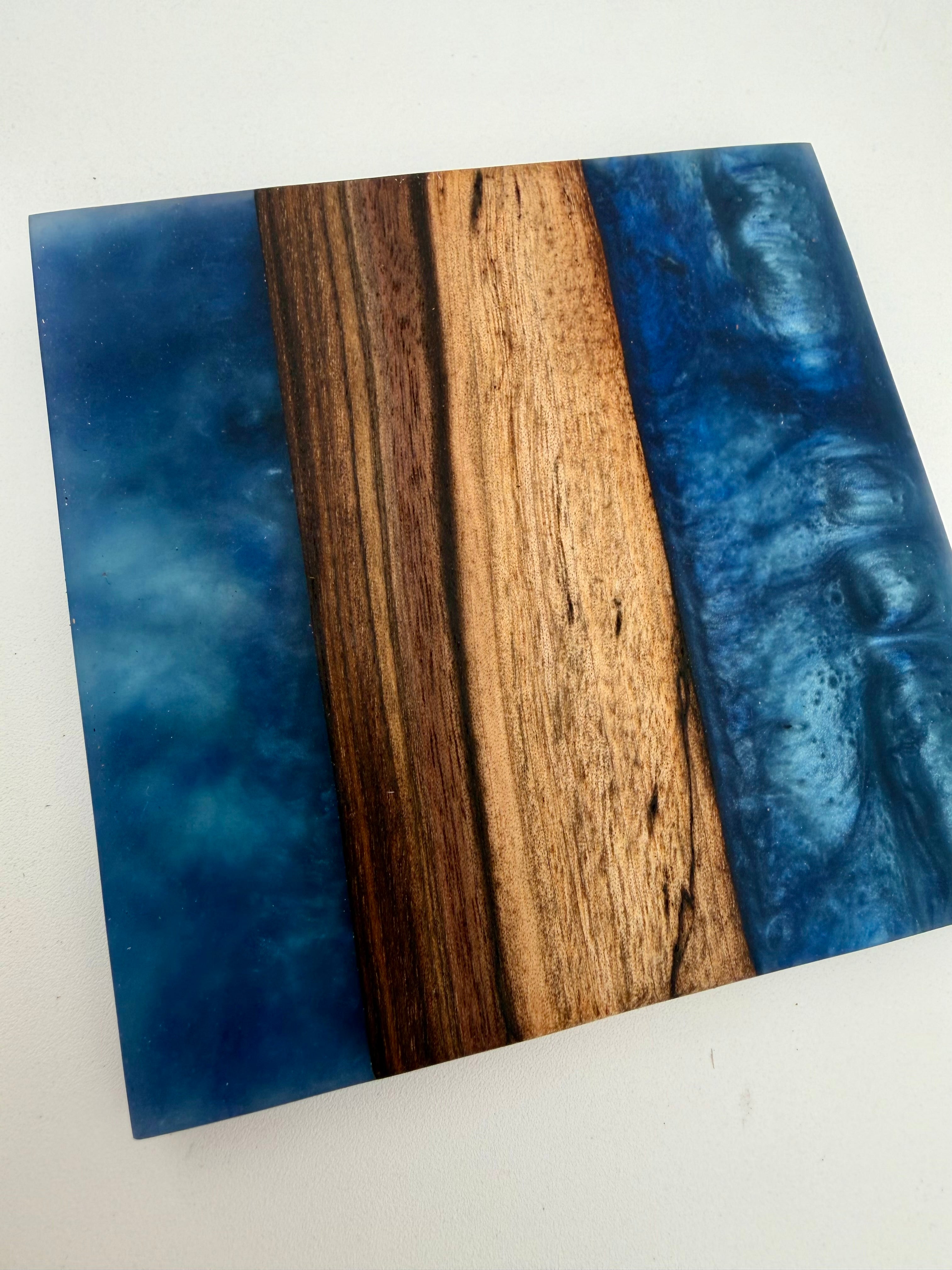Live Edge Black Walnut and Resin Coasters, Set of 4