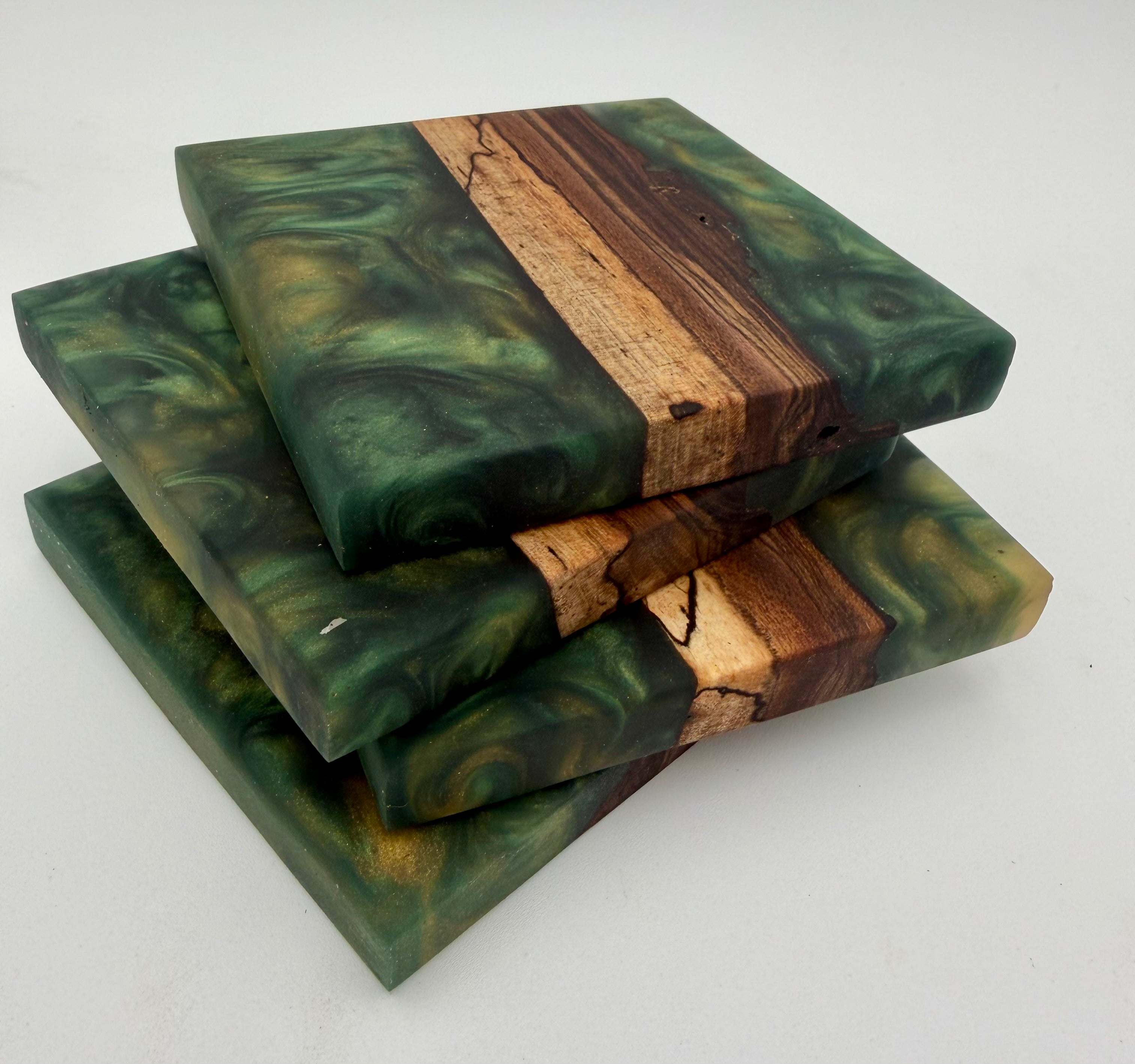 Live Edge Black Walnut and Resin Coasters, Set of 4