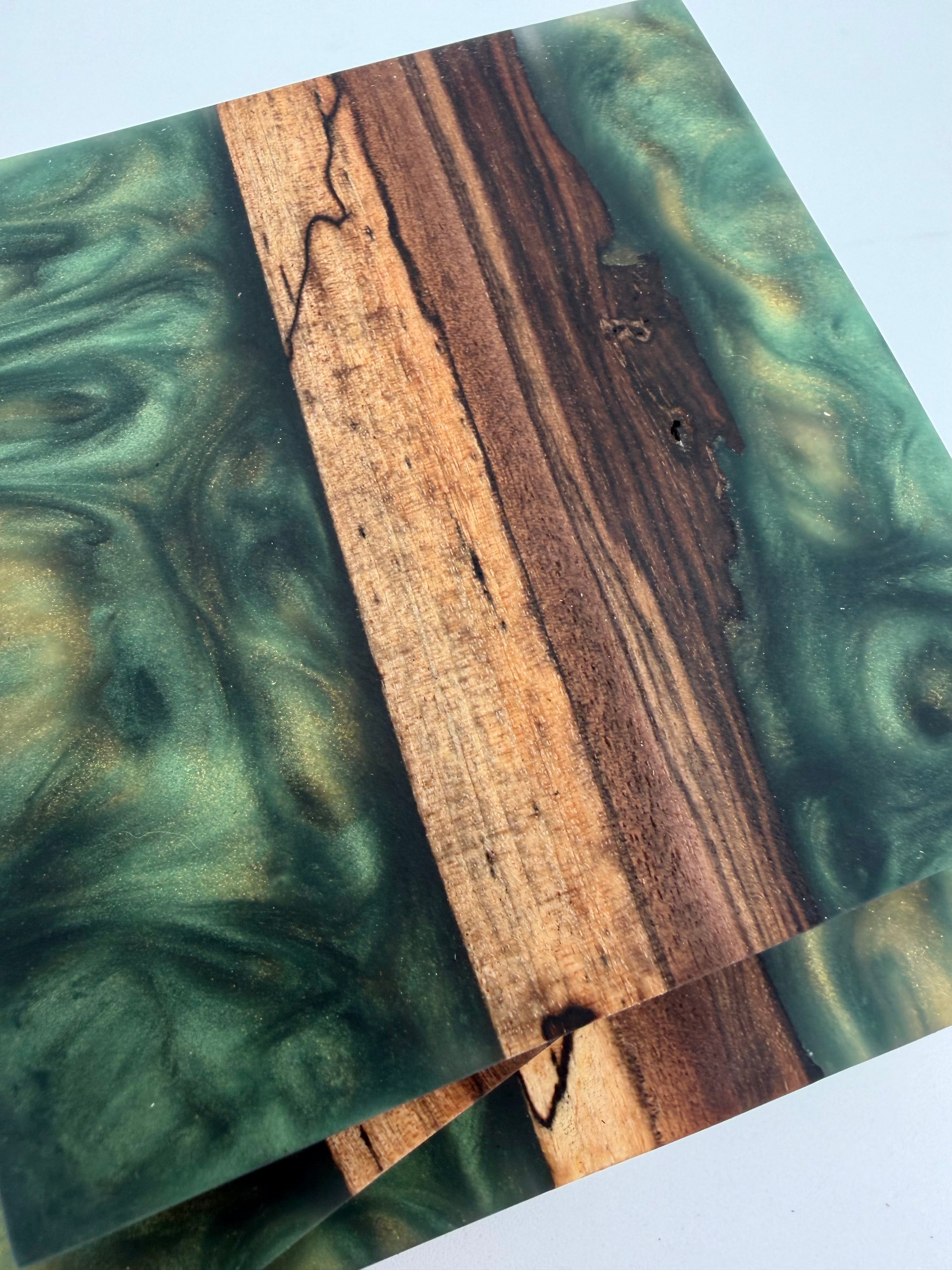 Live Edge Black Walnut and Resin Coasters, Set of 4