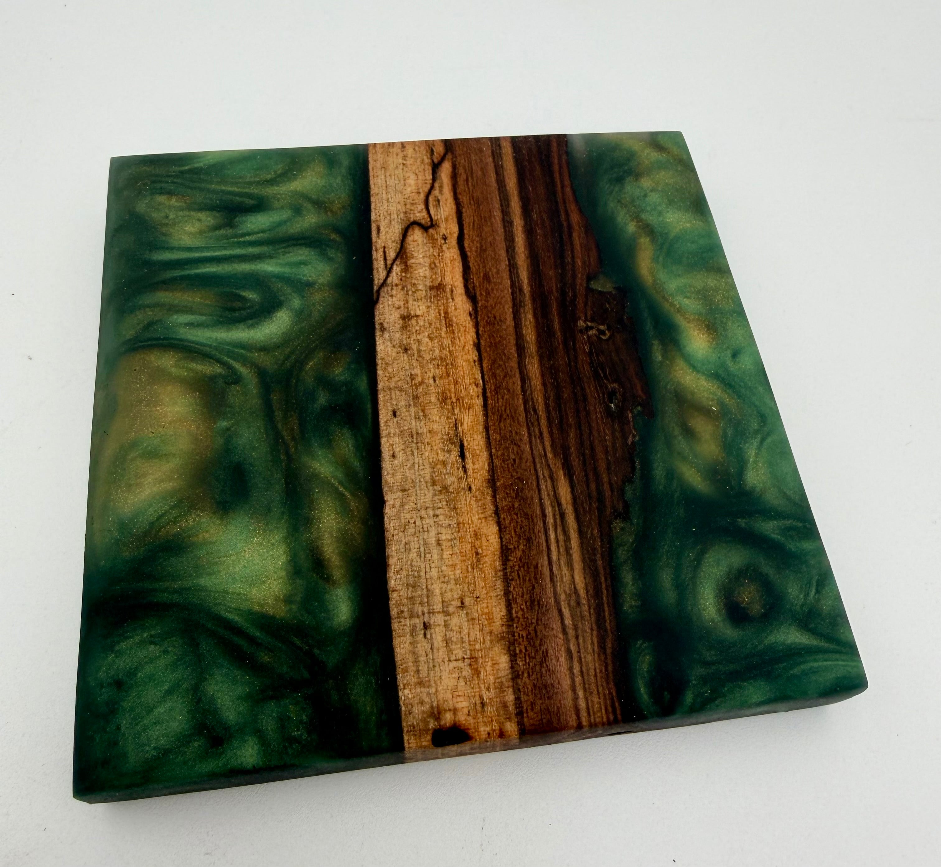 Live Edge Black Walnut and Resin Coasters, Set of 4
