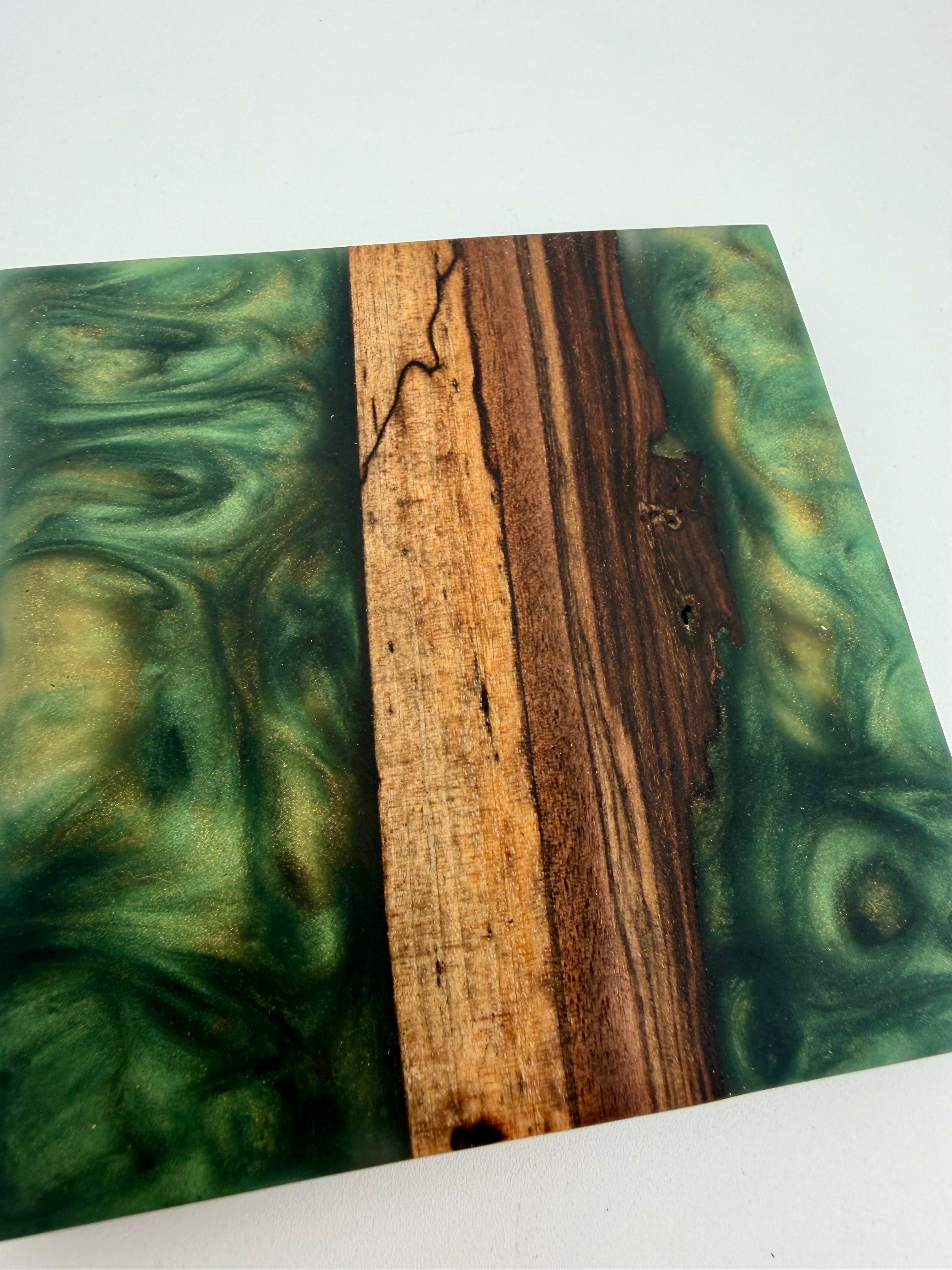 Live Edge Black Walnut and Resin Coasters, Set of 4