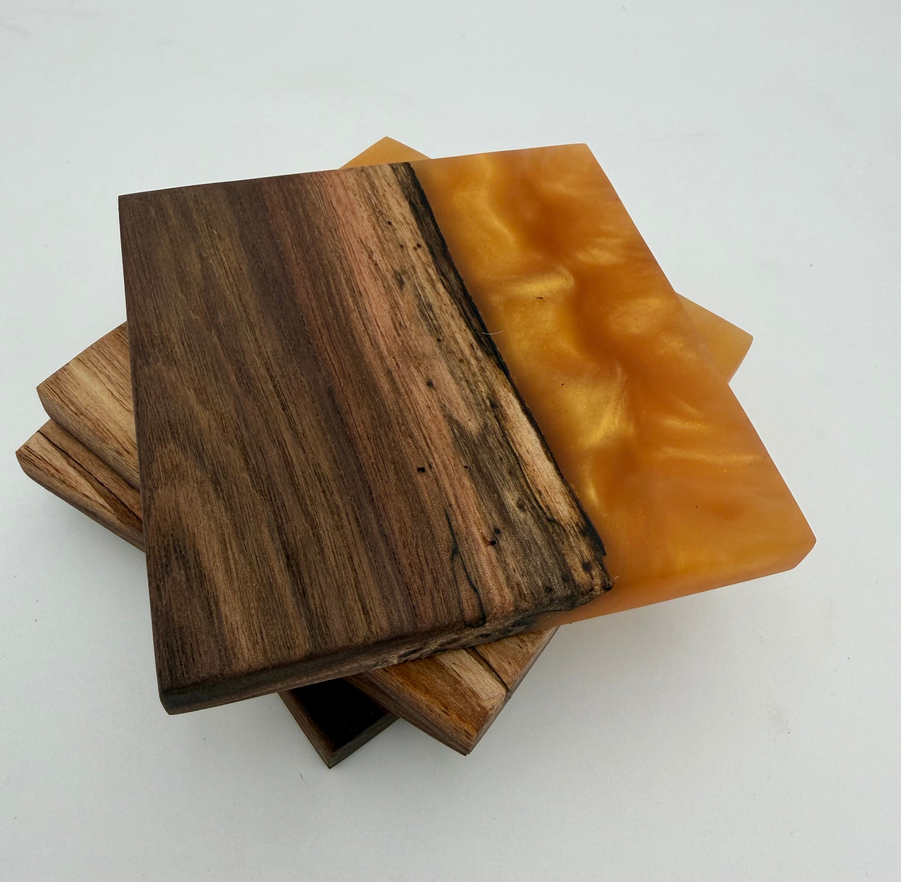 Live Edge Black Walnut and Resin Coasters, Set of 4