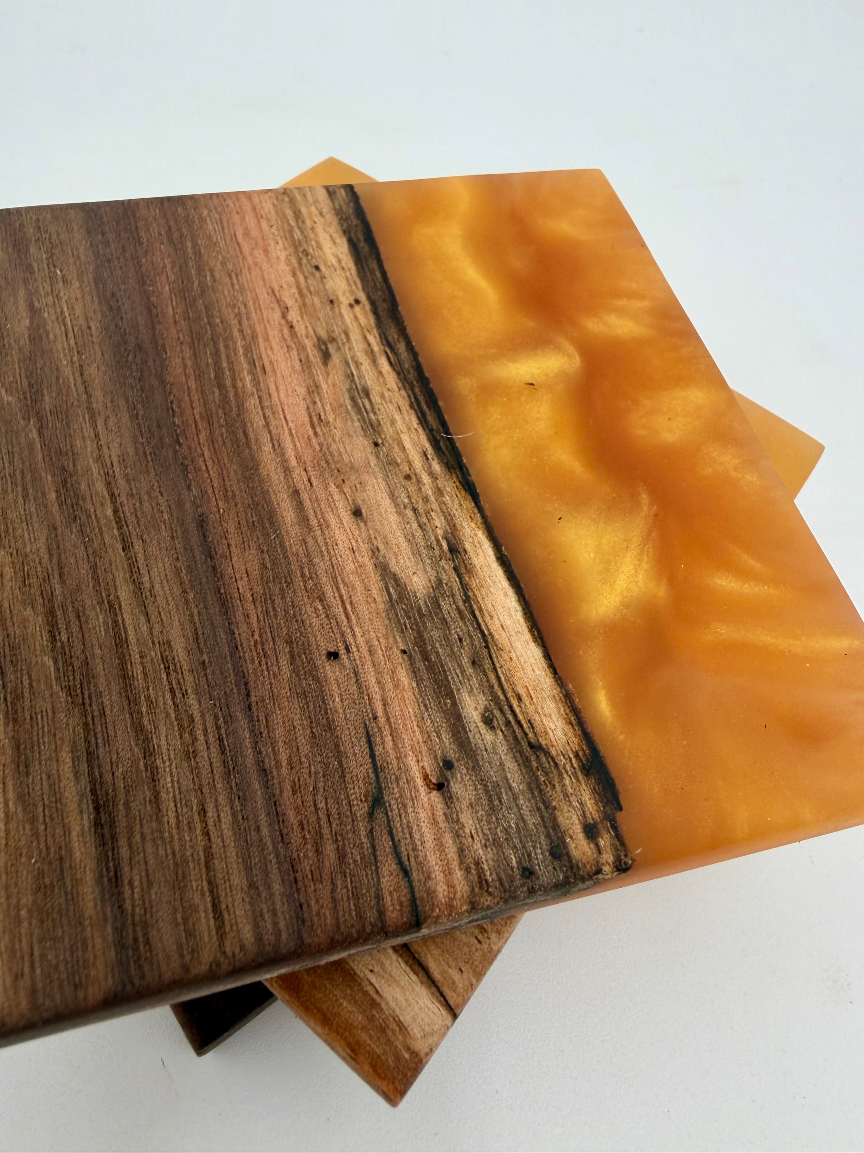 Live Edge Black Walnut and Resin Coasters, Set of 4