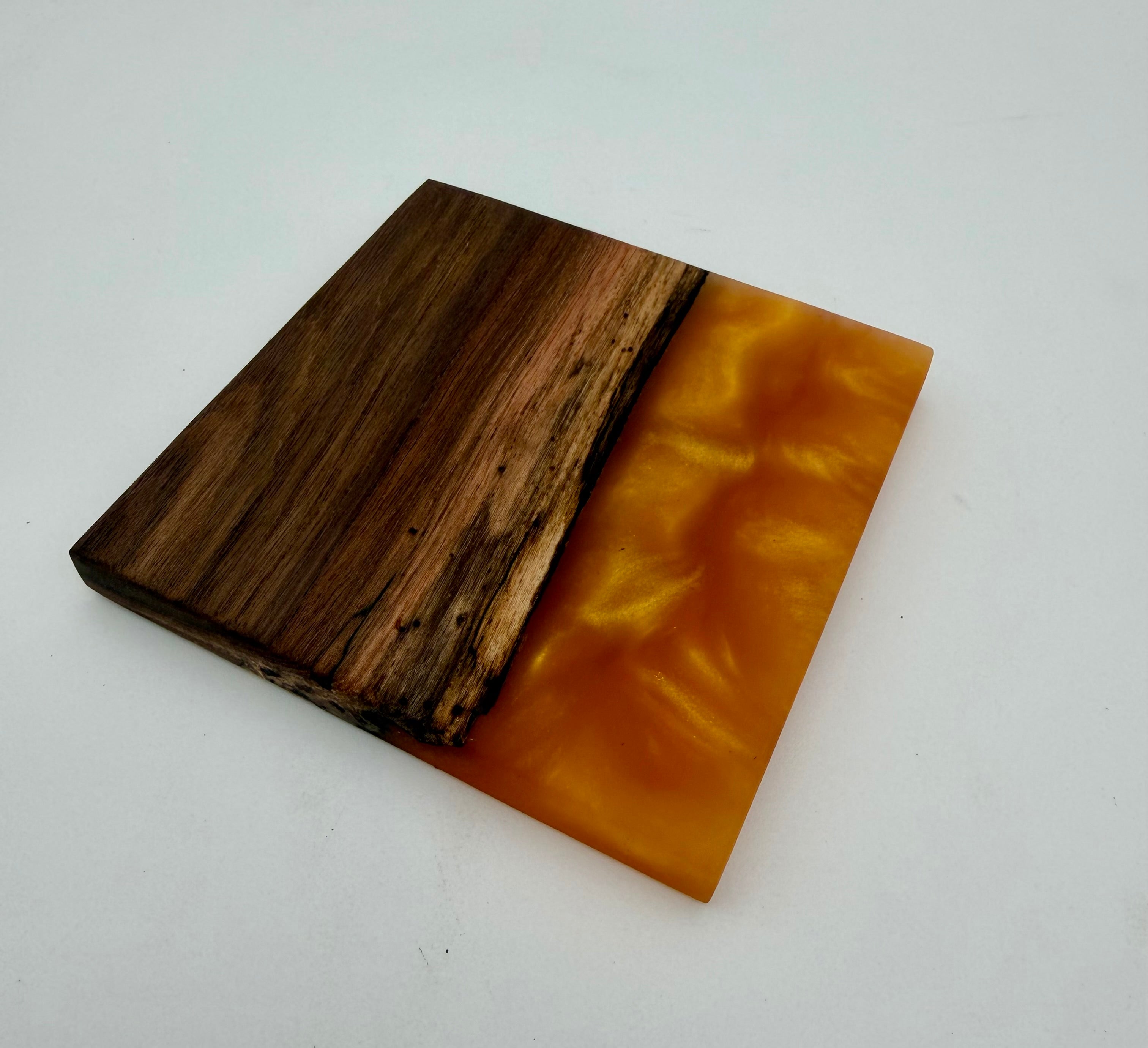 Live Edge Black Walnut and Resin Coasters, Set of 4