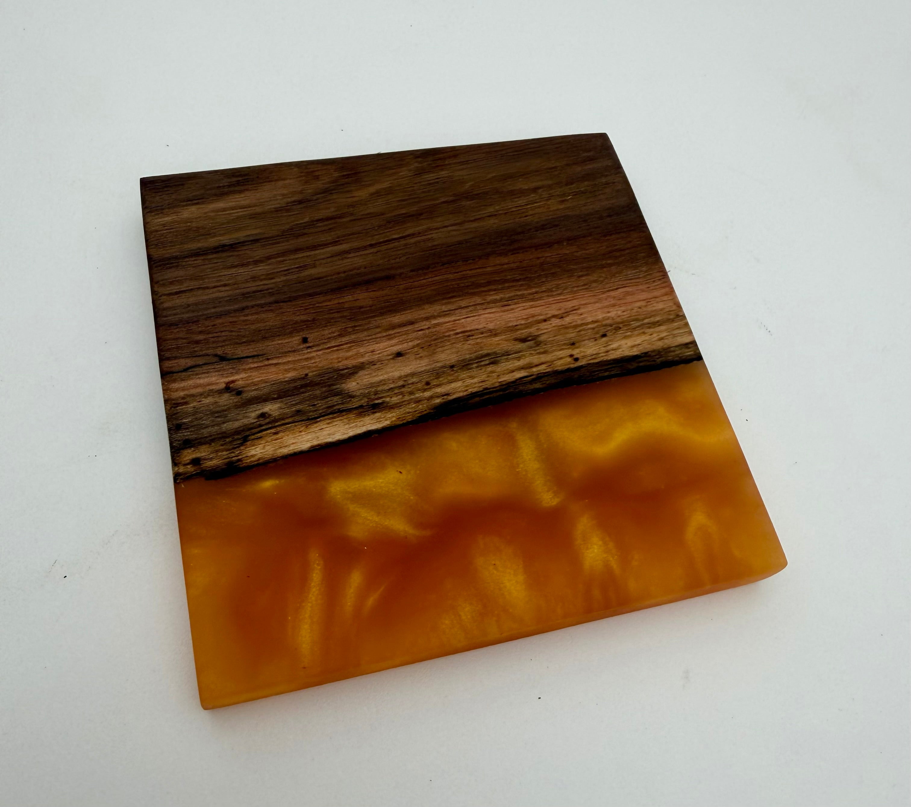 Live Edge Black Walnut and Resin Coasters, Set of 4