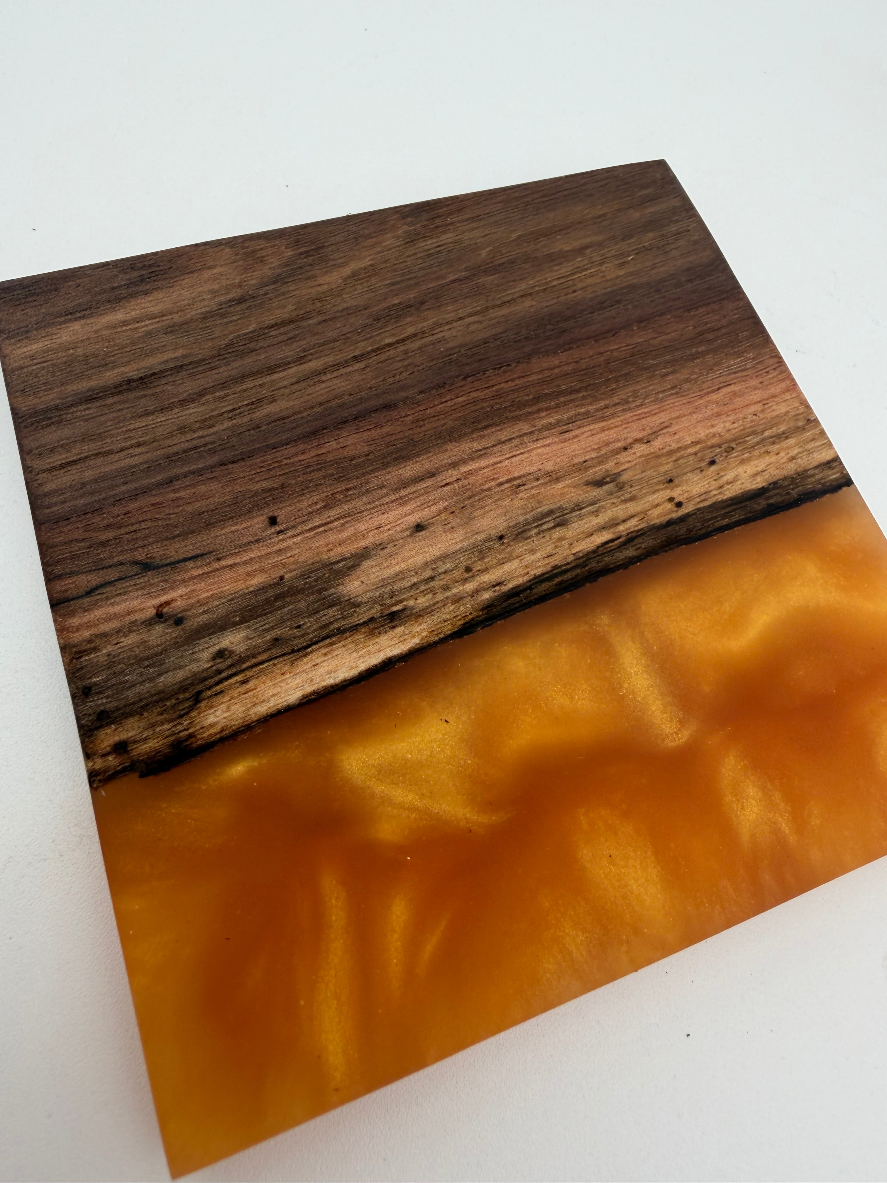 Live Edge Black Walnut and Resin Coasters, Set of 4