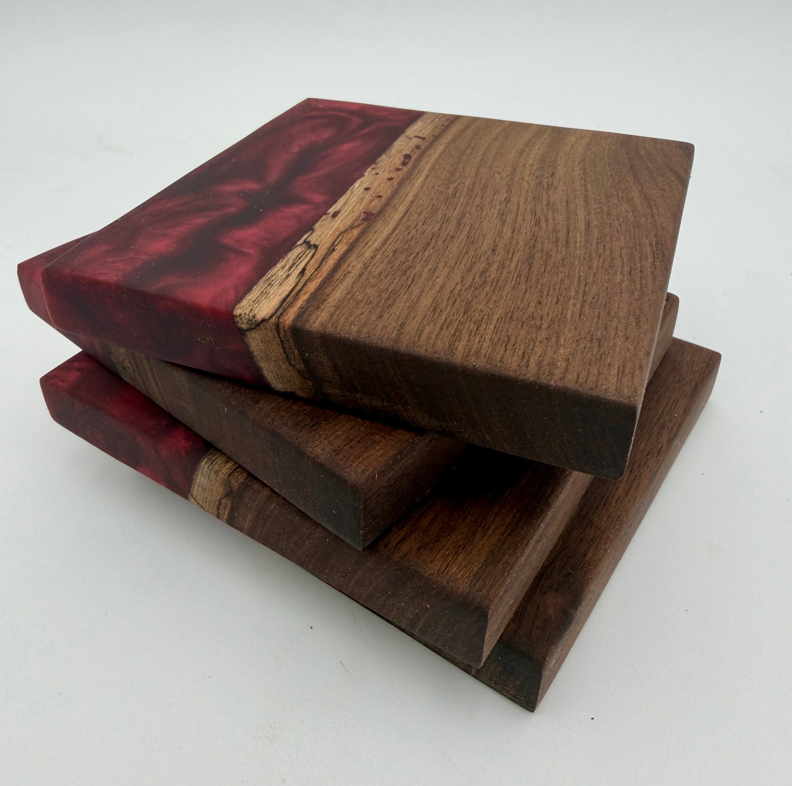 Live Edge Black Walnut and Resin Coasters, Set of 4