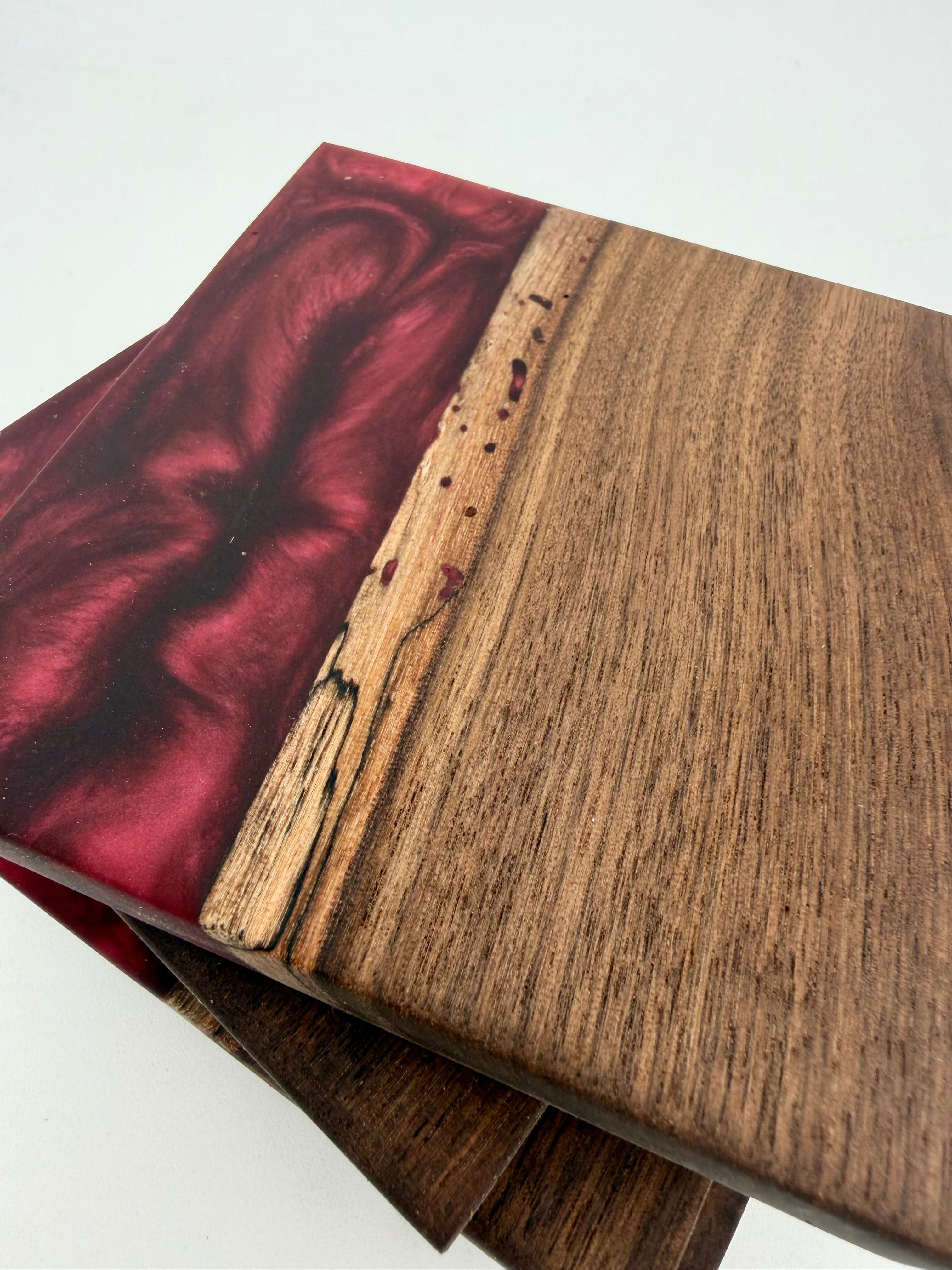 Live Edge Black Walnut and Resin Coasters, Set of 4