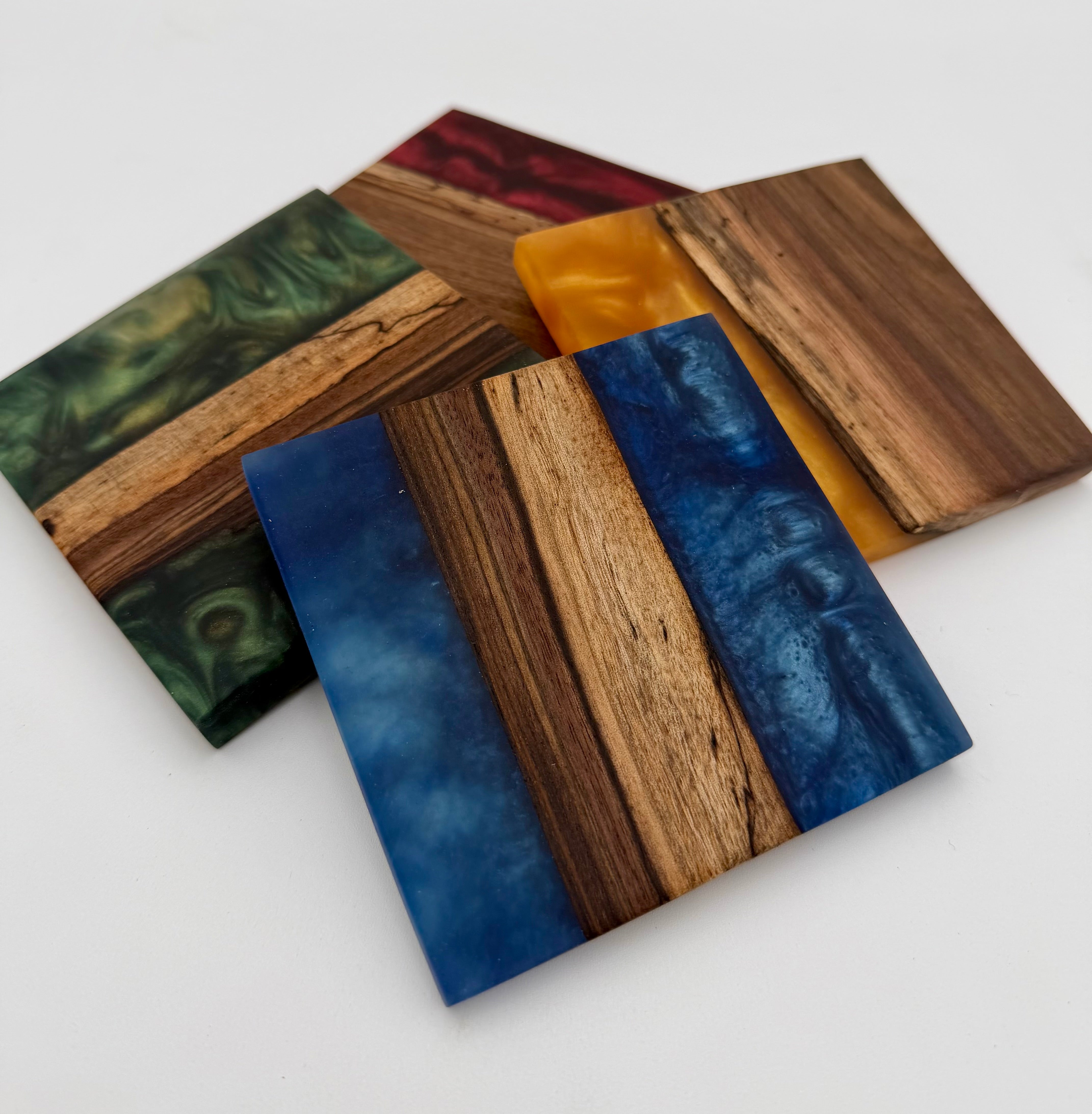 Live Edge Black Walnut and Resin Coasters, Set of 4