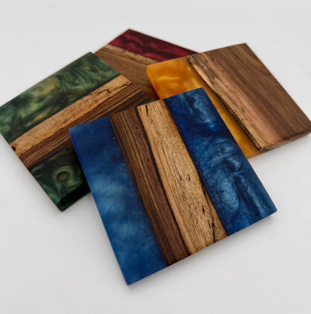 Live Edge Black Walnut and Resin Coasters, Set of 4