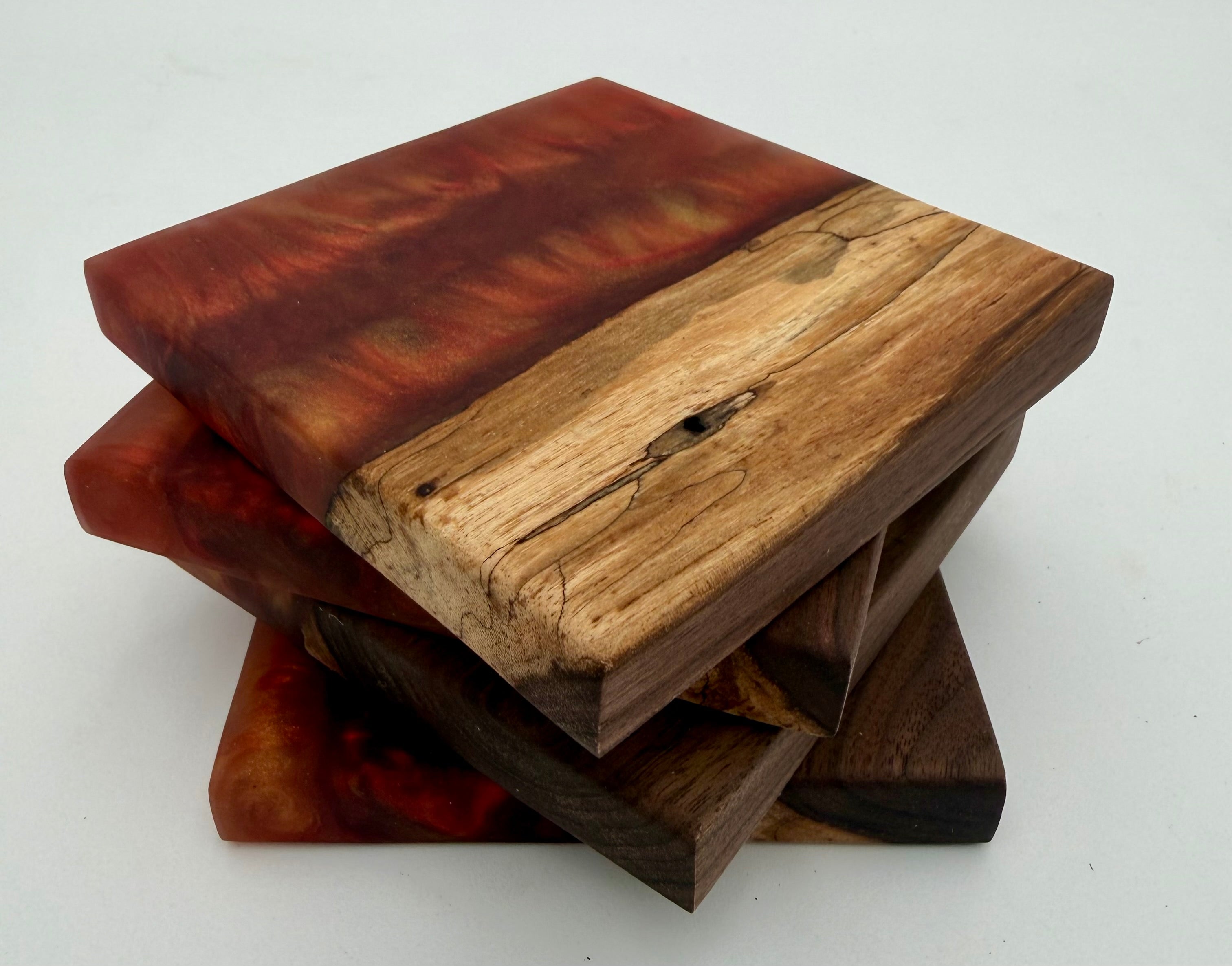 Live Edge Black Walnut and Resin Coasters, Set of 4