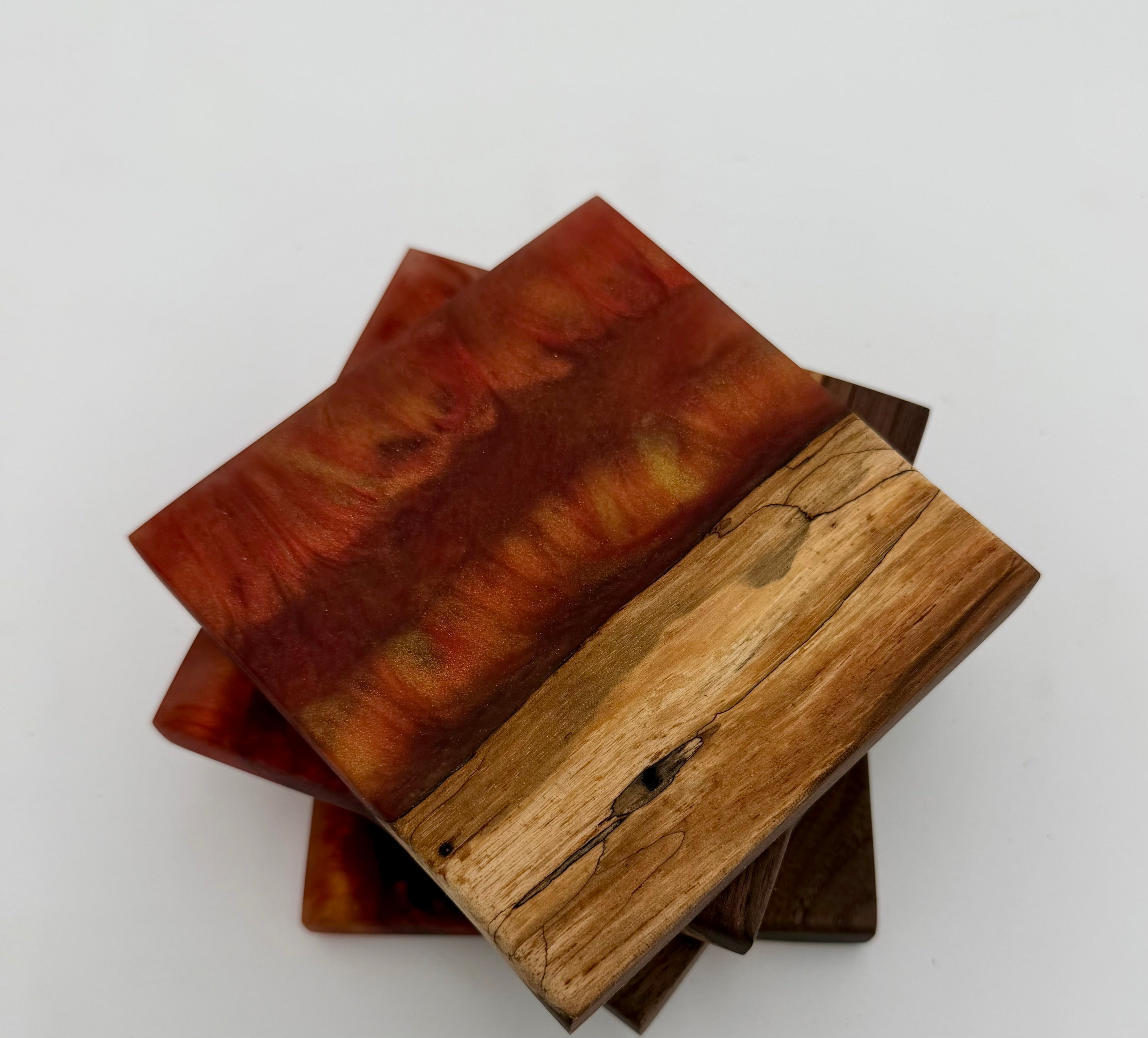 Live Edge Black Walnut and Resin Coasters, Set of 4