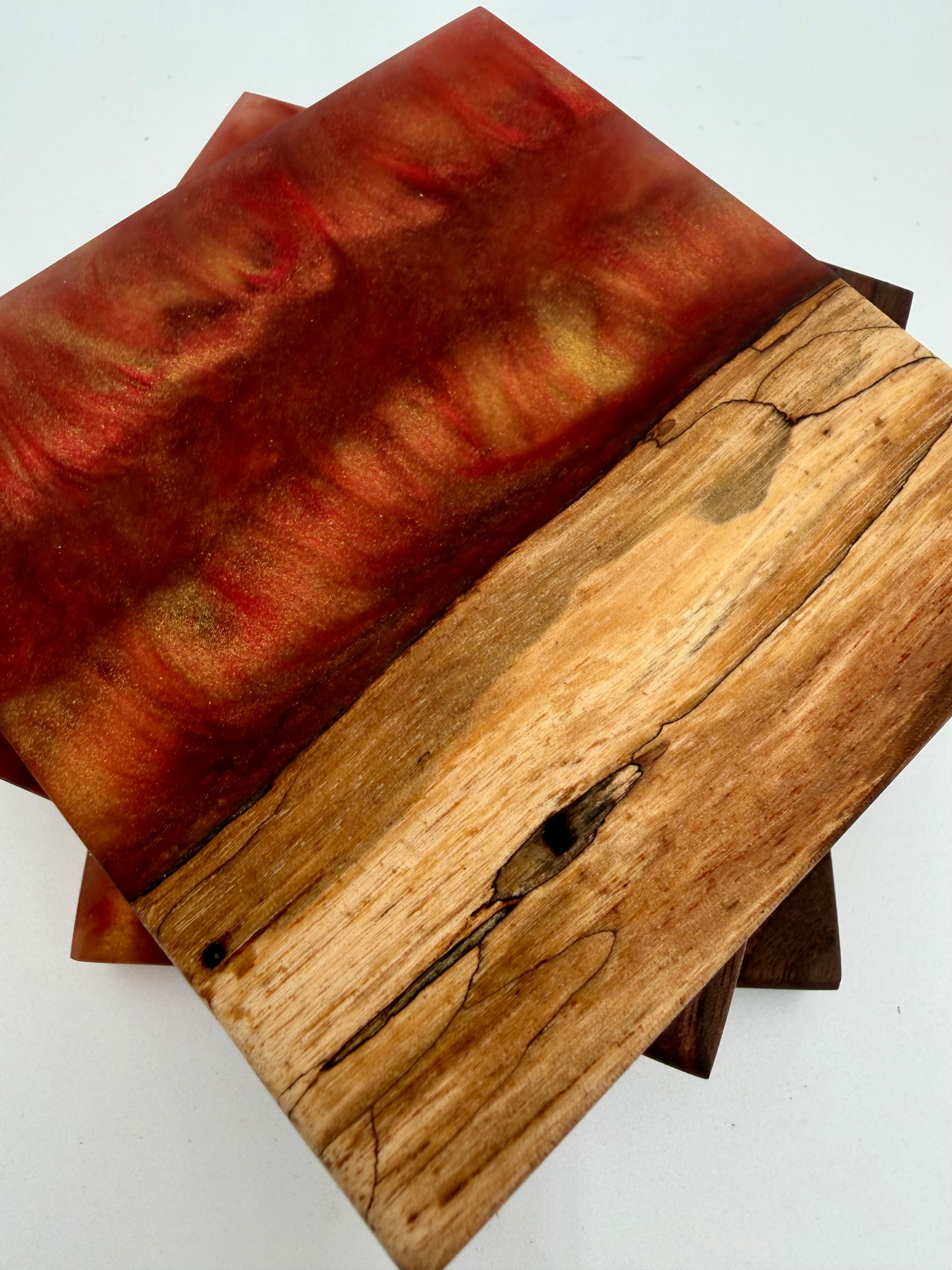 Live Edge Black Walnut and Resin Coasters, Set of 4