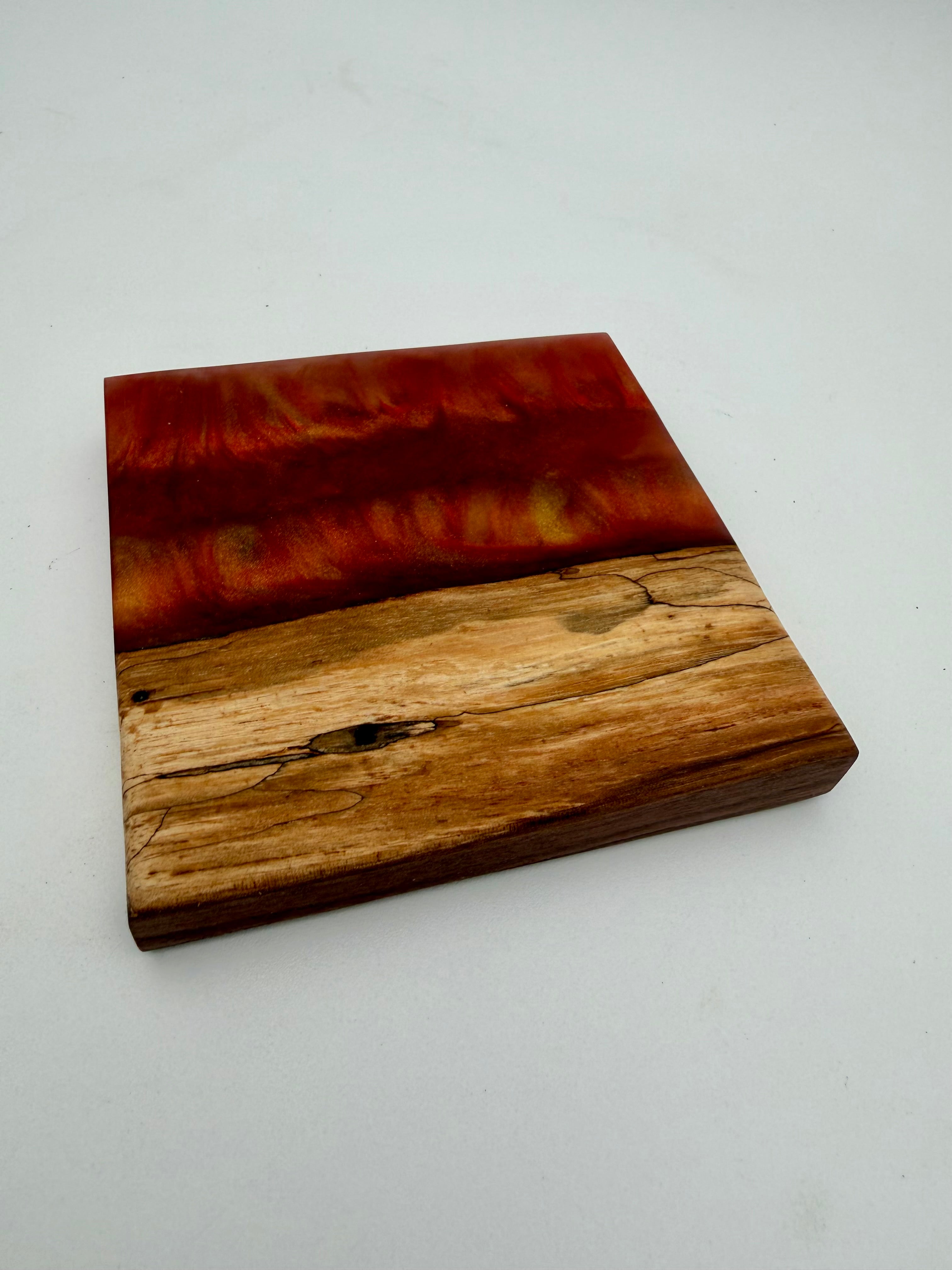 Live Edge Black Walnut and Resin Coasters, Set of 4