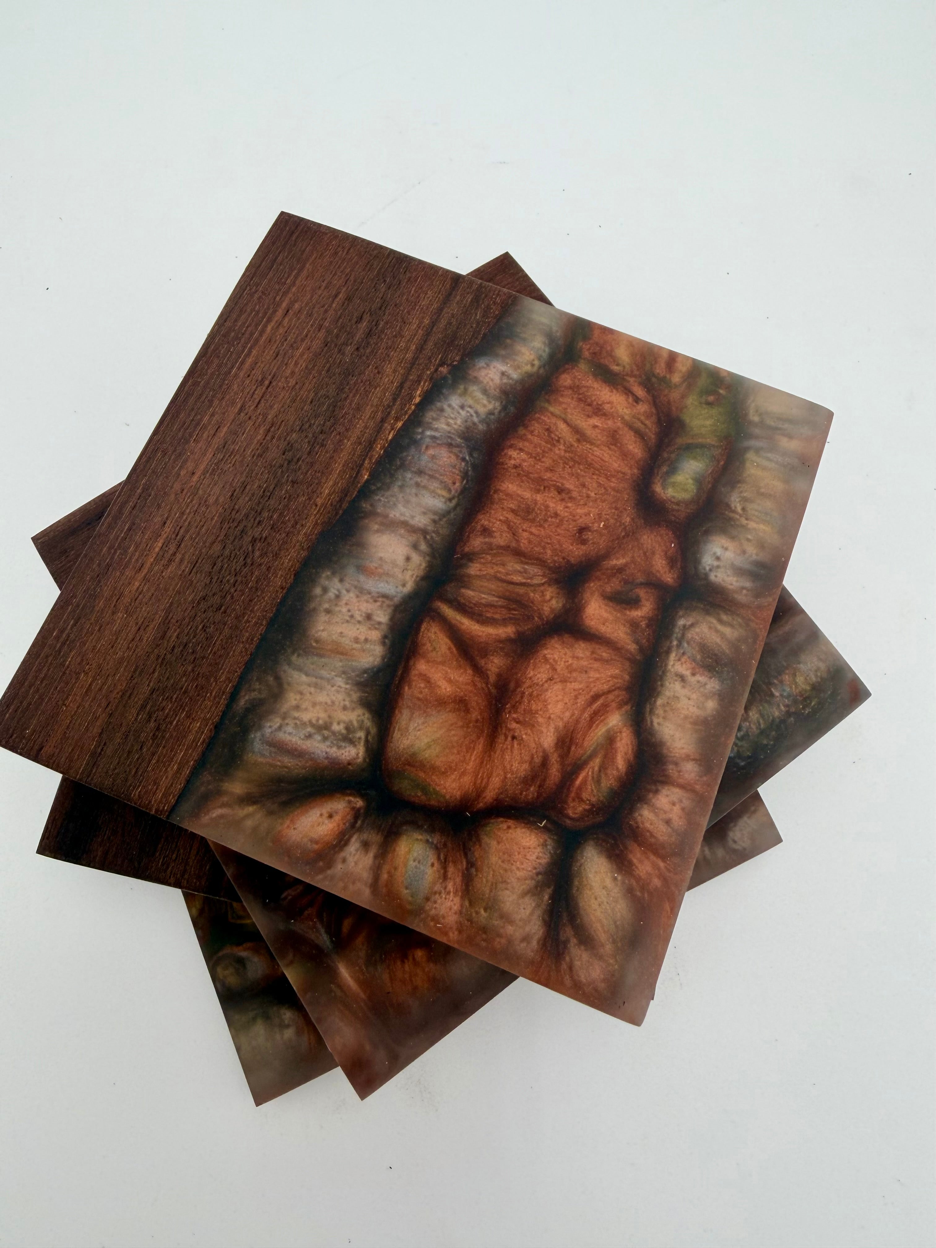 Live Edge Black Walnut and Resin Coasters, Set of 4