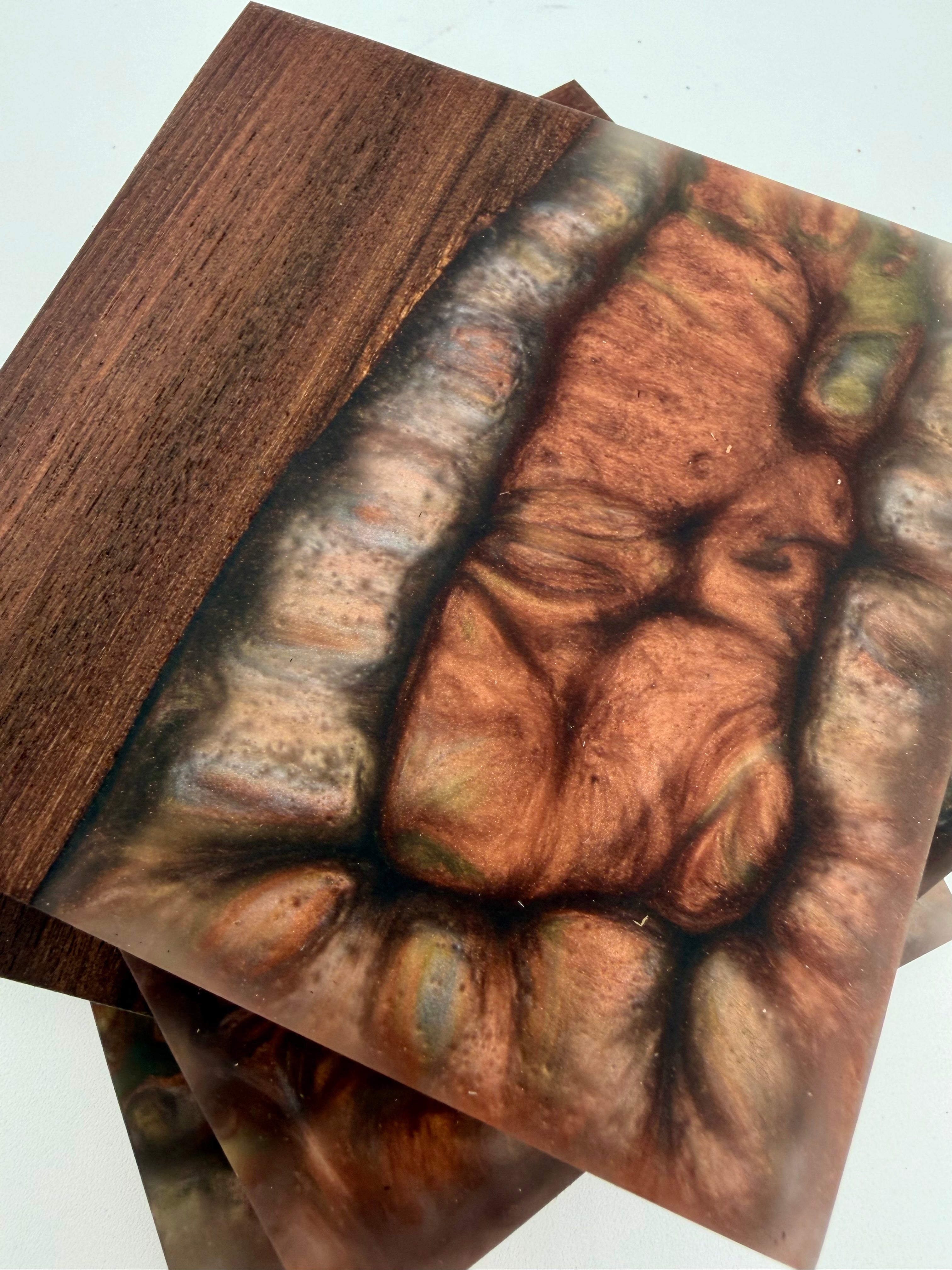 Live Edge Black Walnut and Resin Coasters, Set of 4