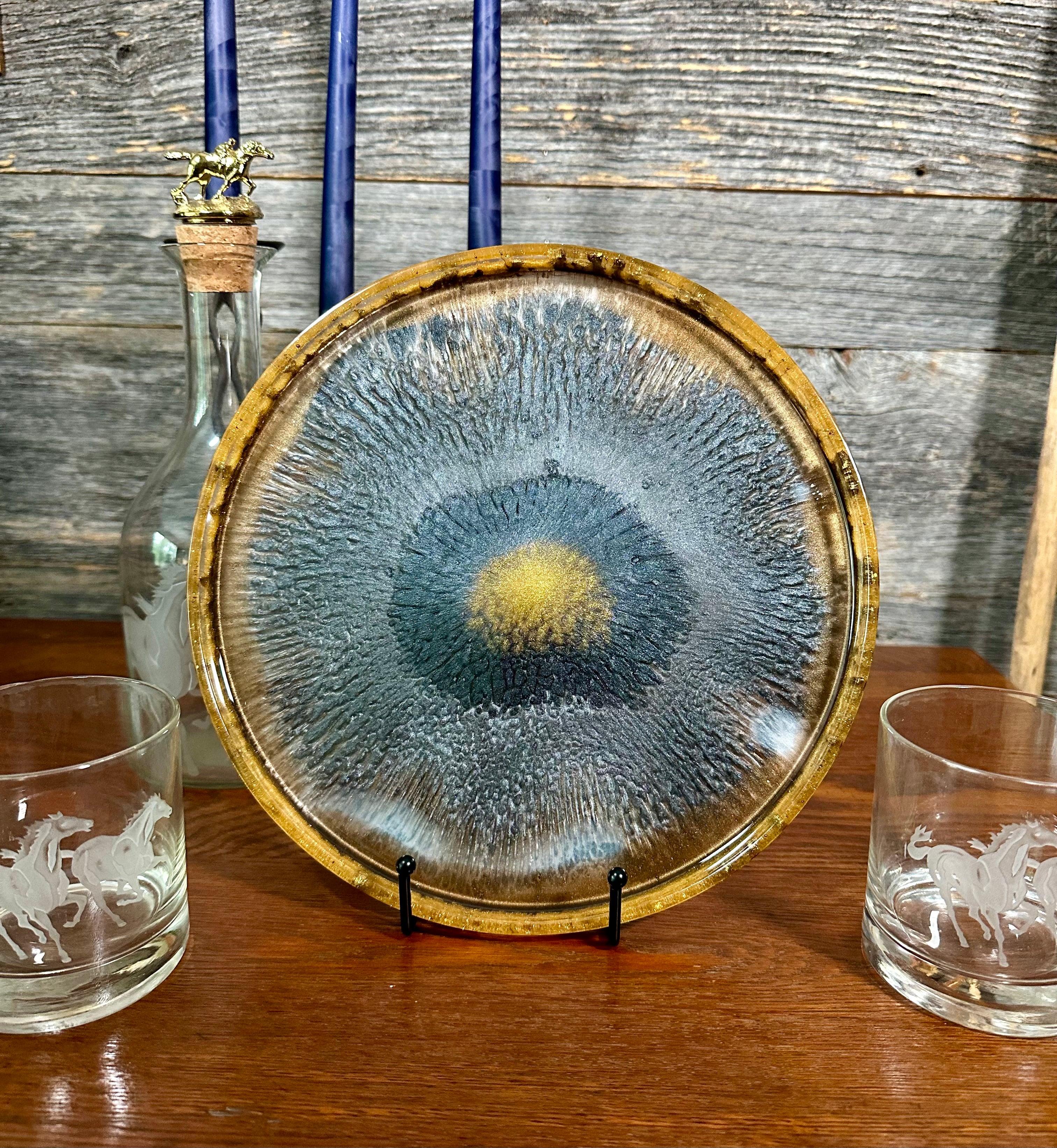 Handcrafted Round Resin Decorative Trays