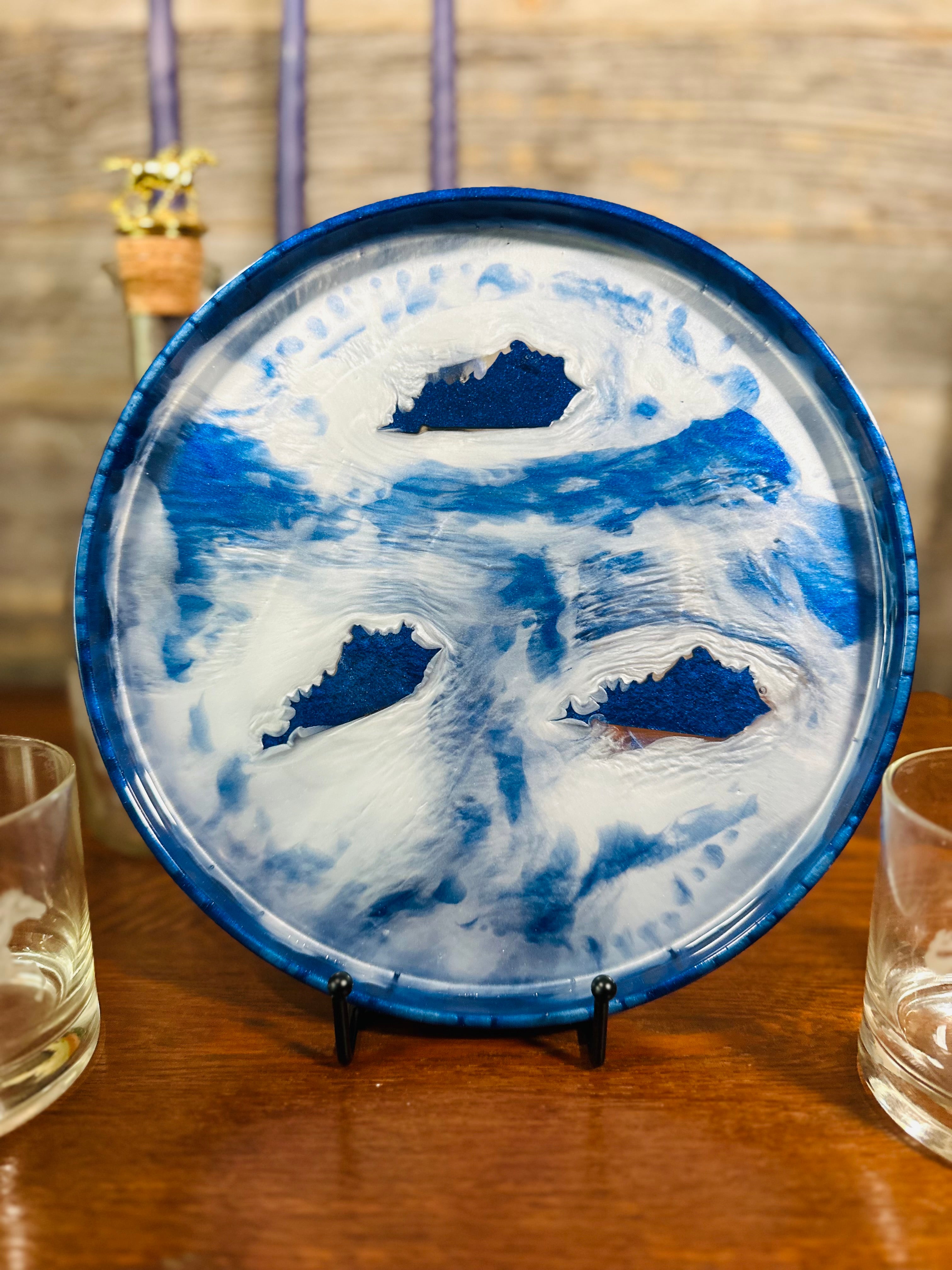 Handcrafted Round Resin Decorative Trays