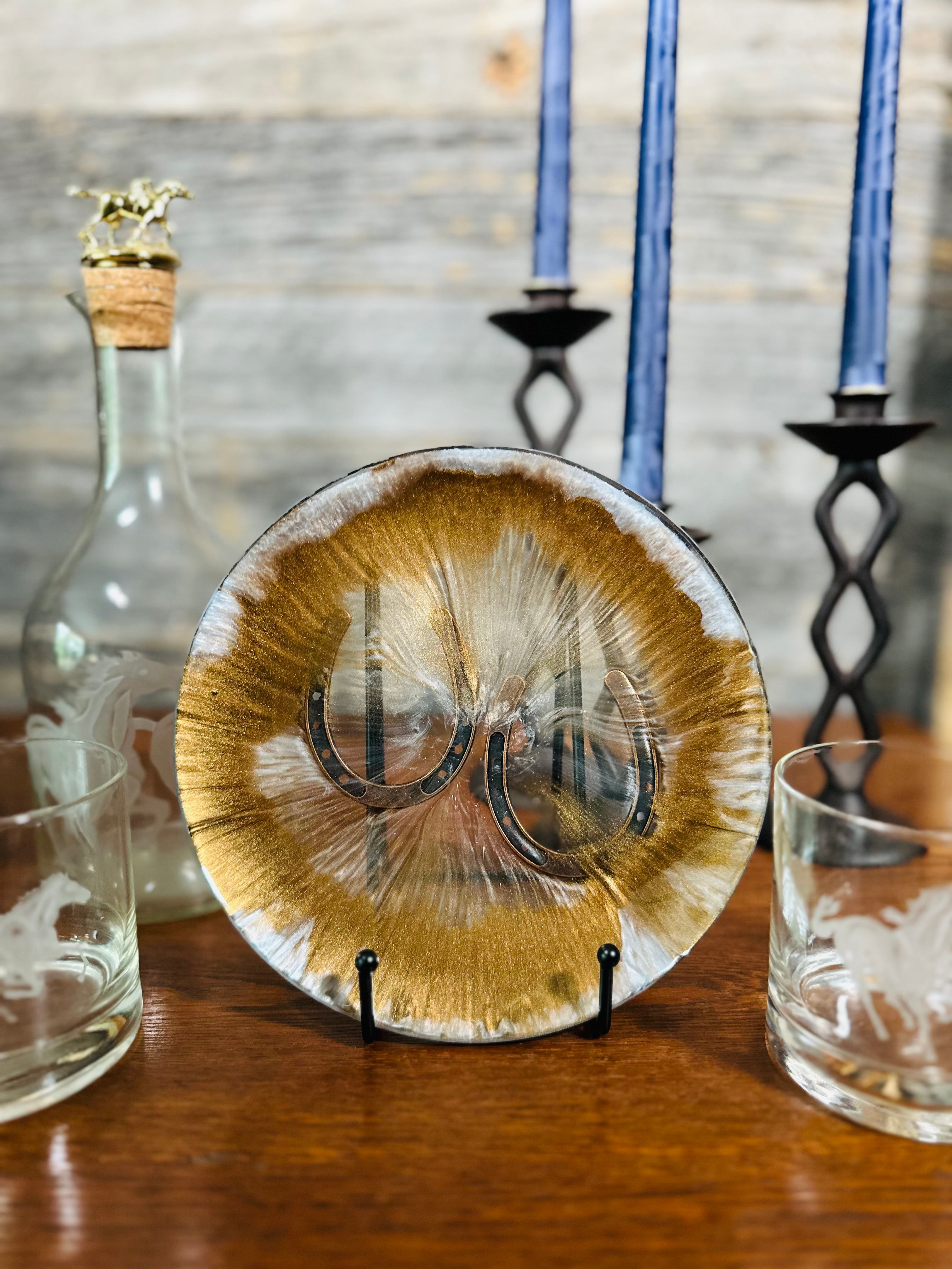 Handcrafted Resin Art Bowl - Featuring Equestrian Themed Inlays -Large
