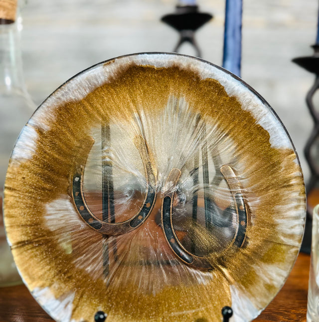 Handcrafted Resin Art Bowl - Featuring Equestrian Themed Inlays -Large