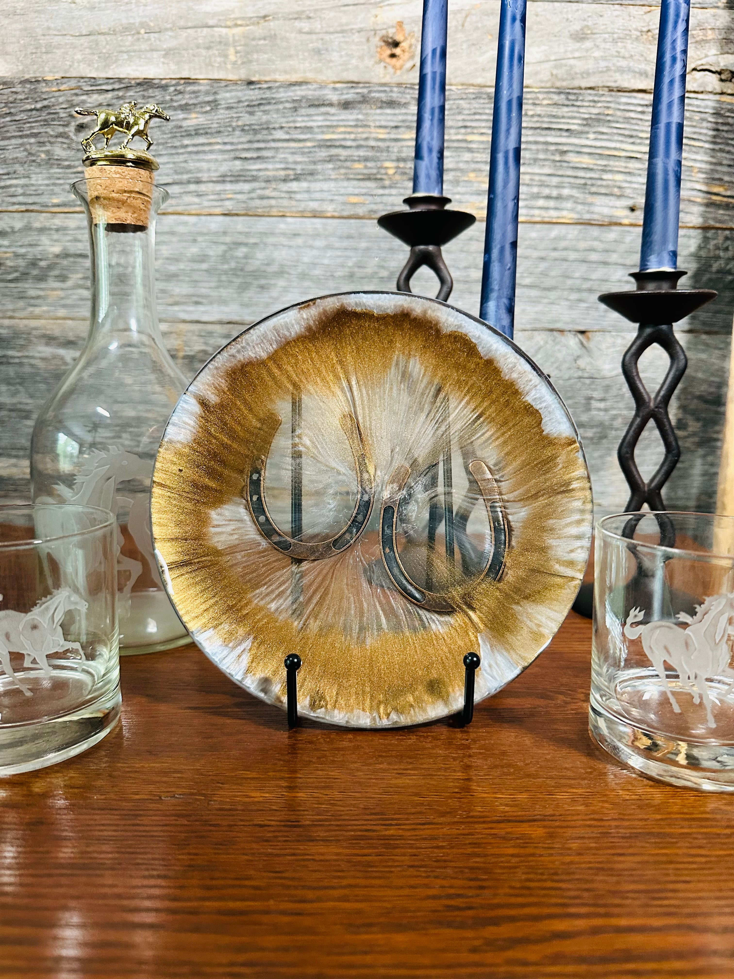 Handcrafted Resin Art Bowl - Featuring Equestrian Themed Inlays -Large