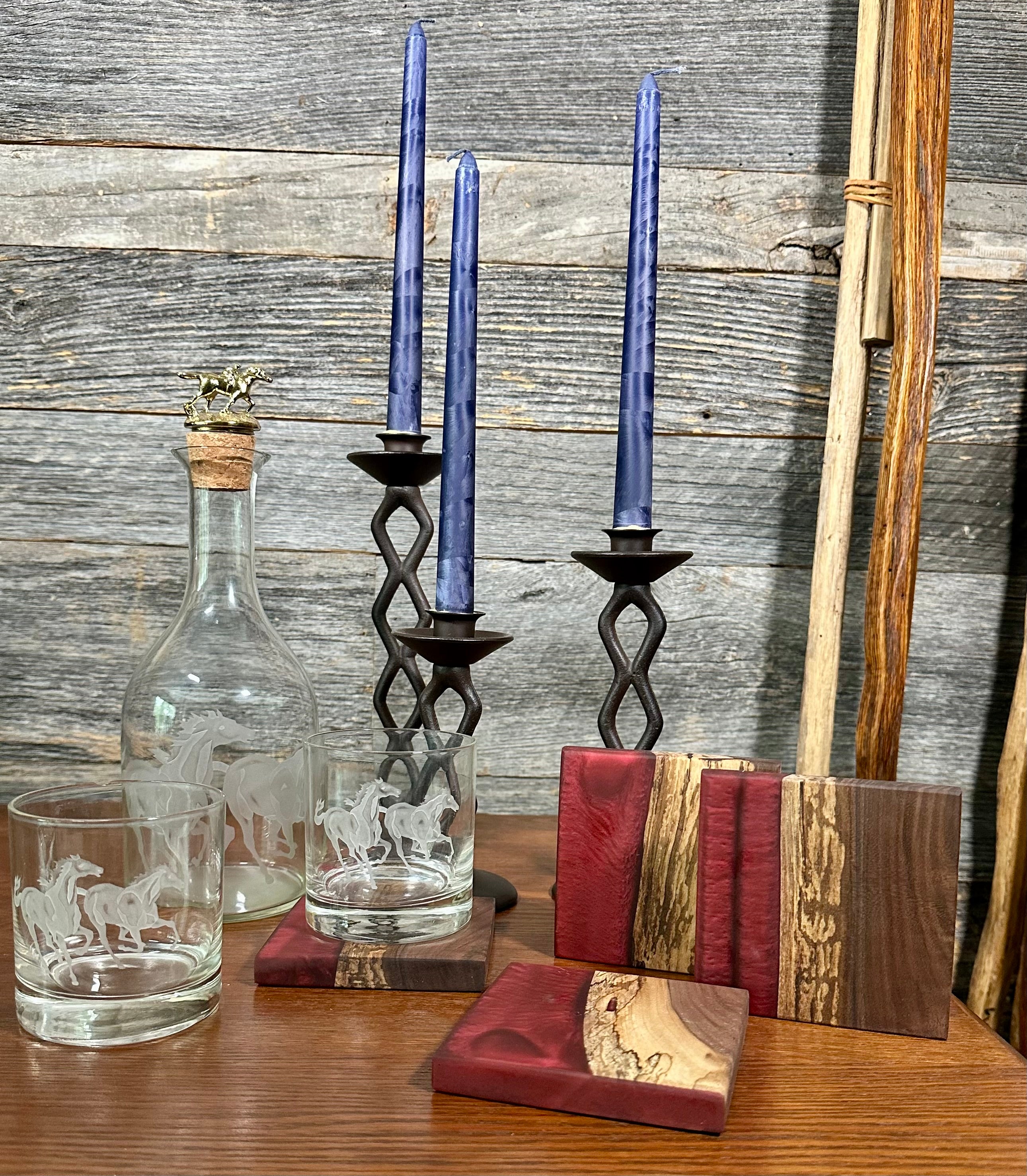 Black Walnut and Resin Coasters, Set of 4