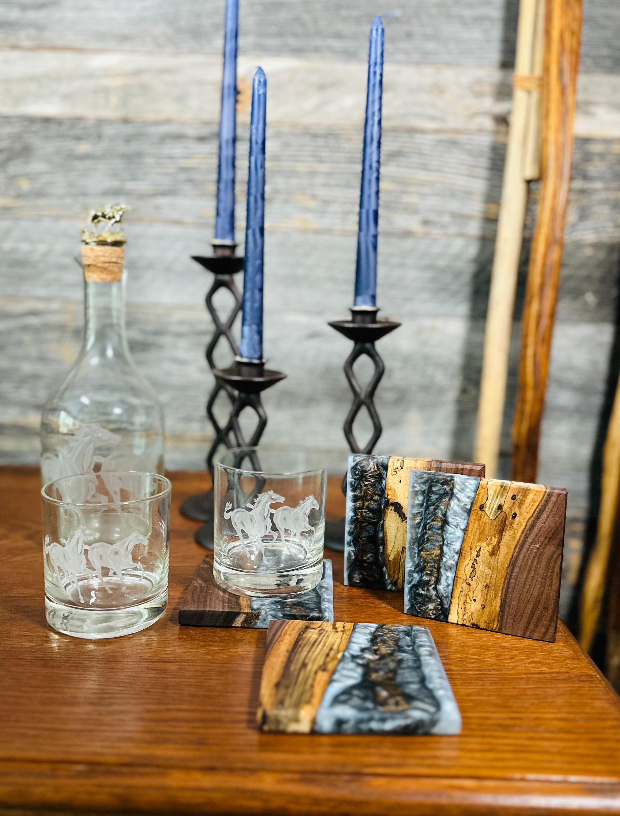 Black Walnut and Resin Coasters, Set of 4