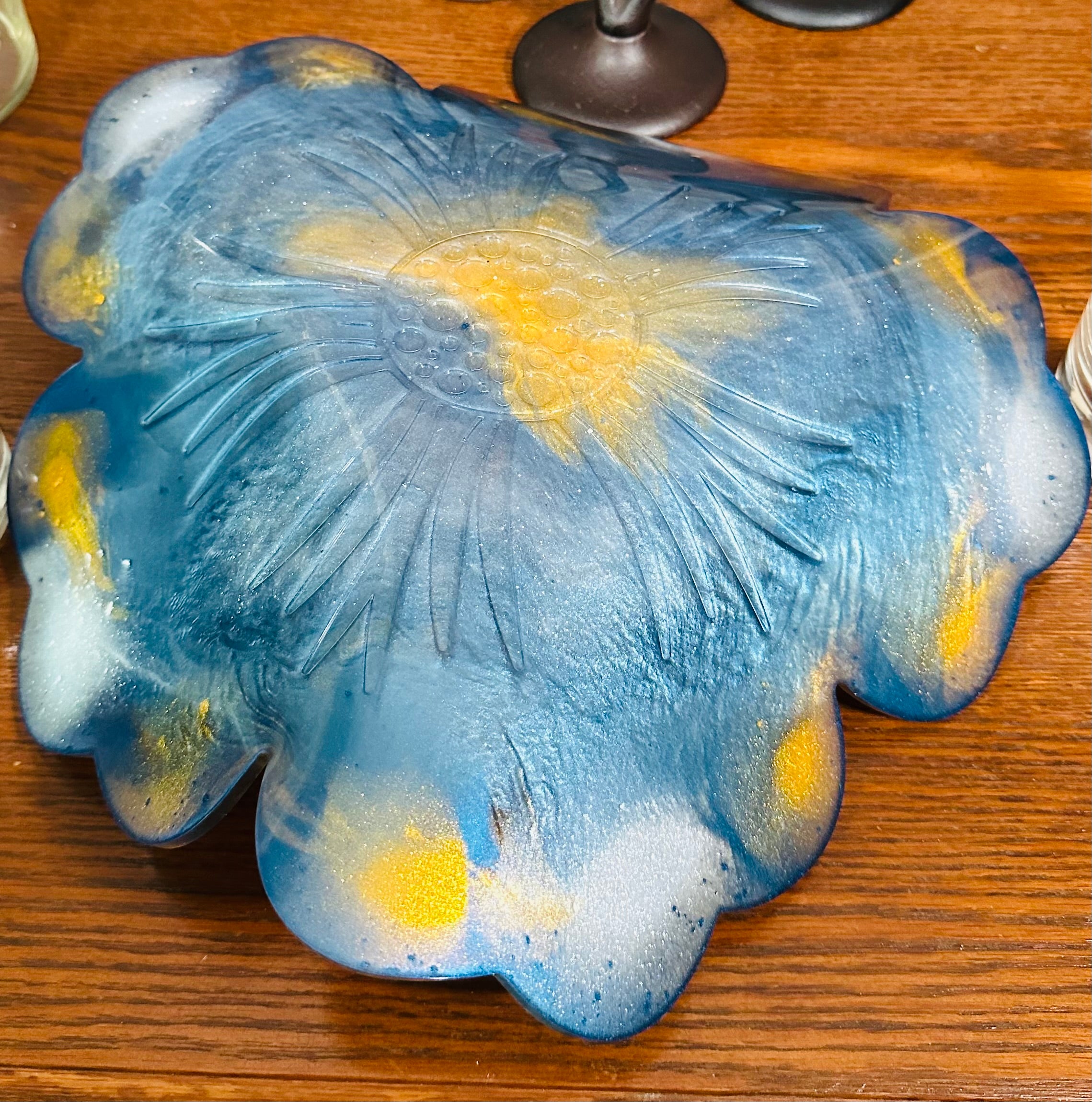 Handcrafted Large Resin Flower Bowls