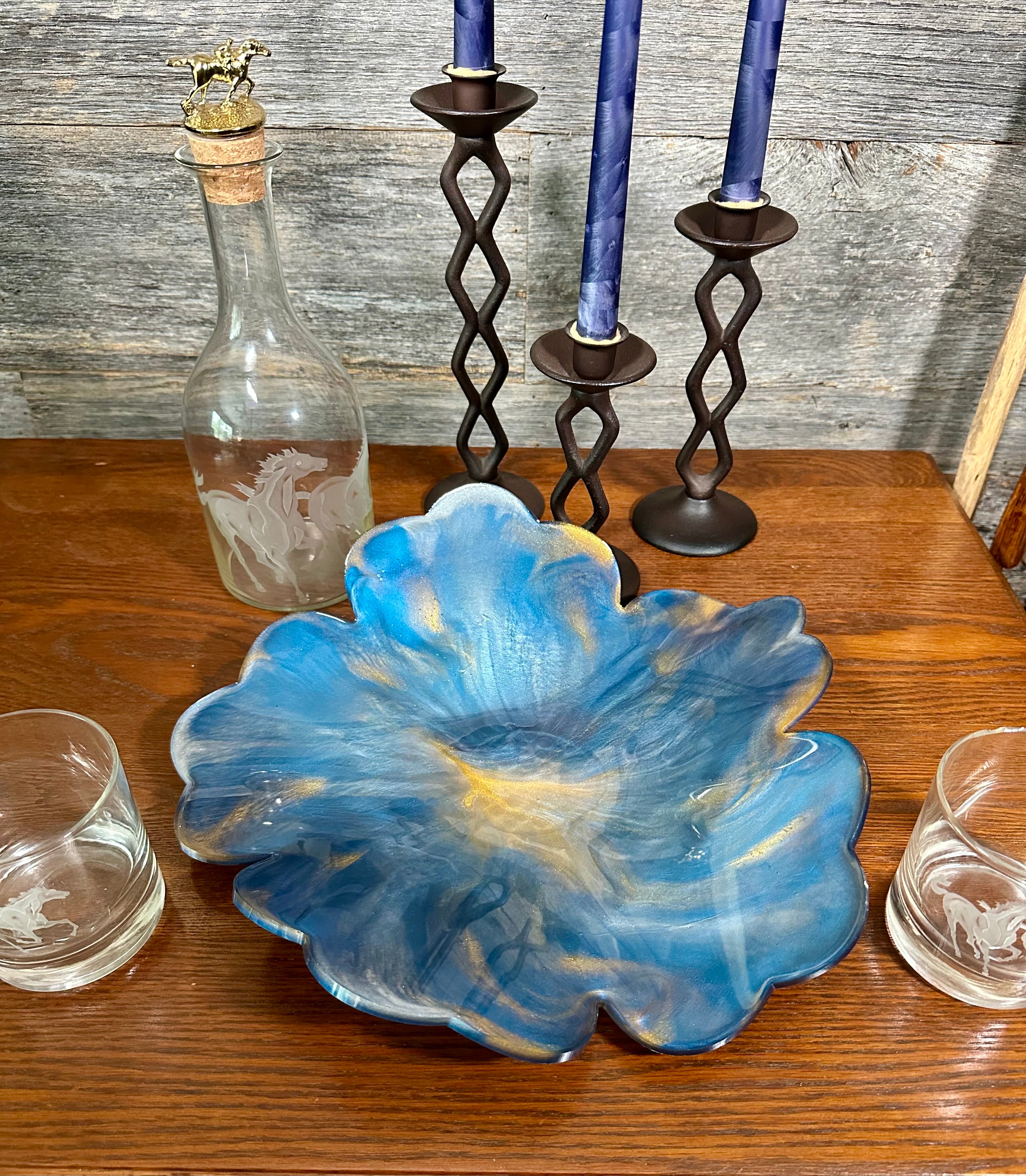 Handcrafted Large Resin Flower Bowls