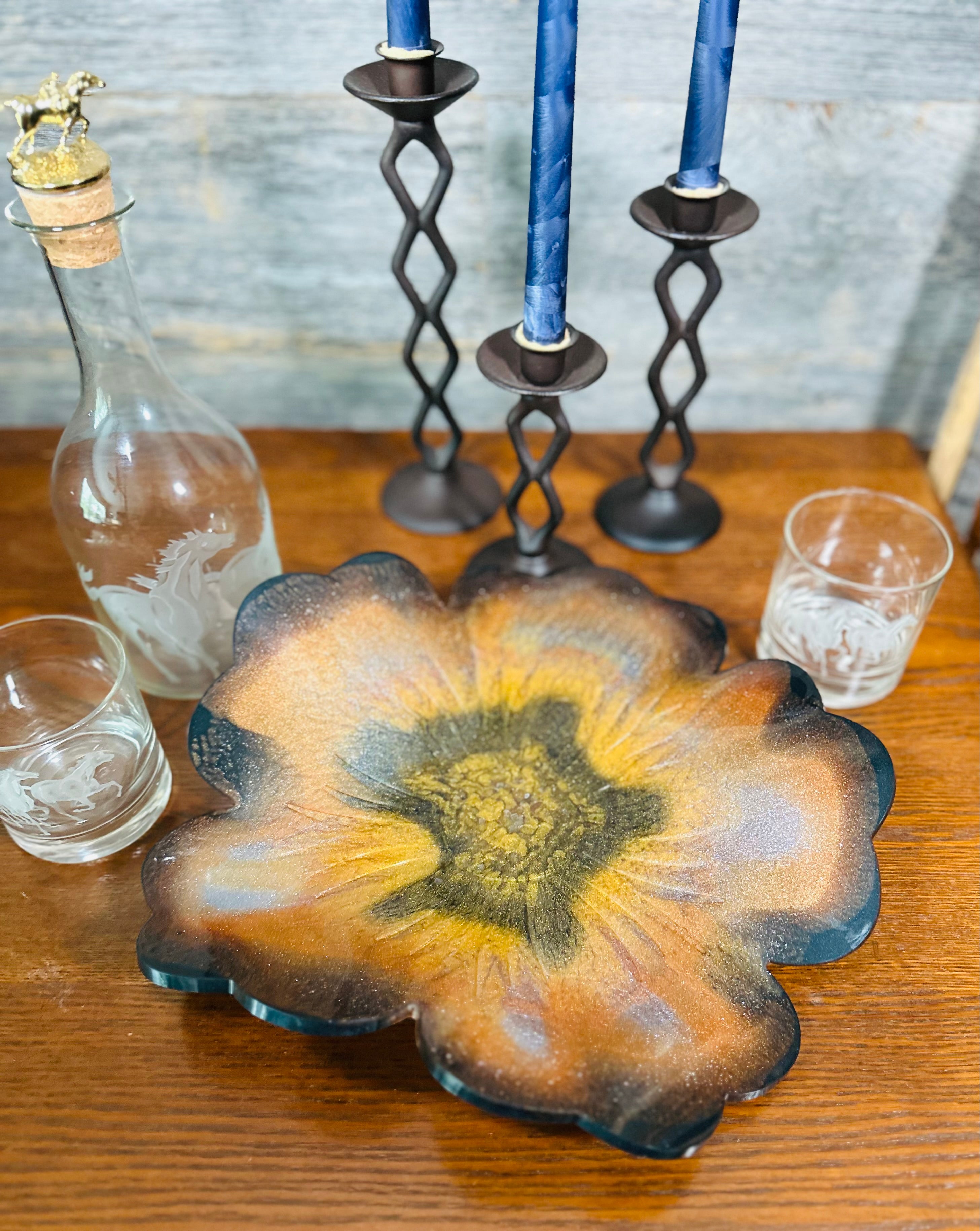 Handcrafted Large Resin Flower Bowls