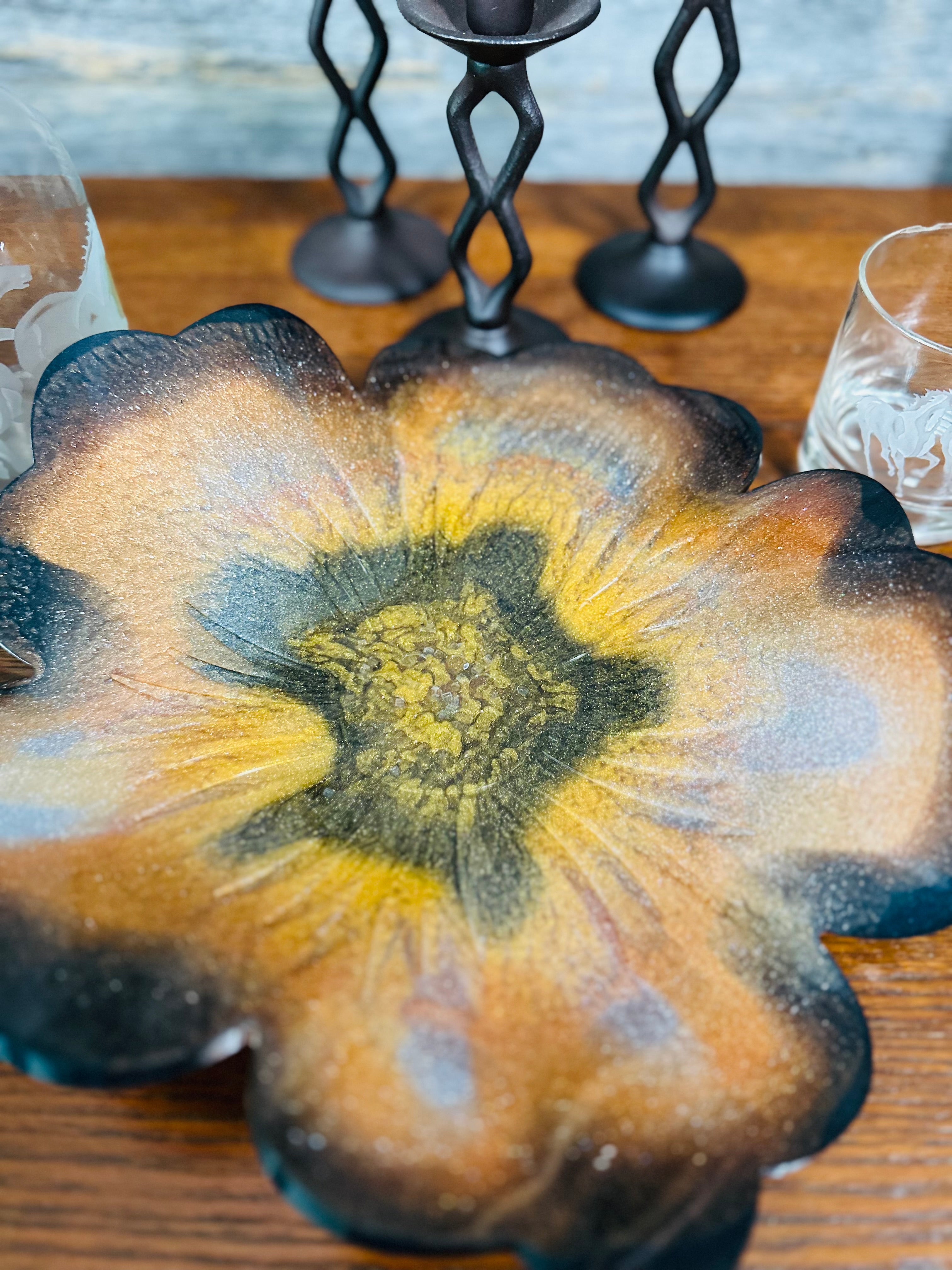 Handcrafted Large Resin Flower Bowls