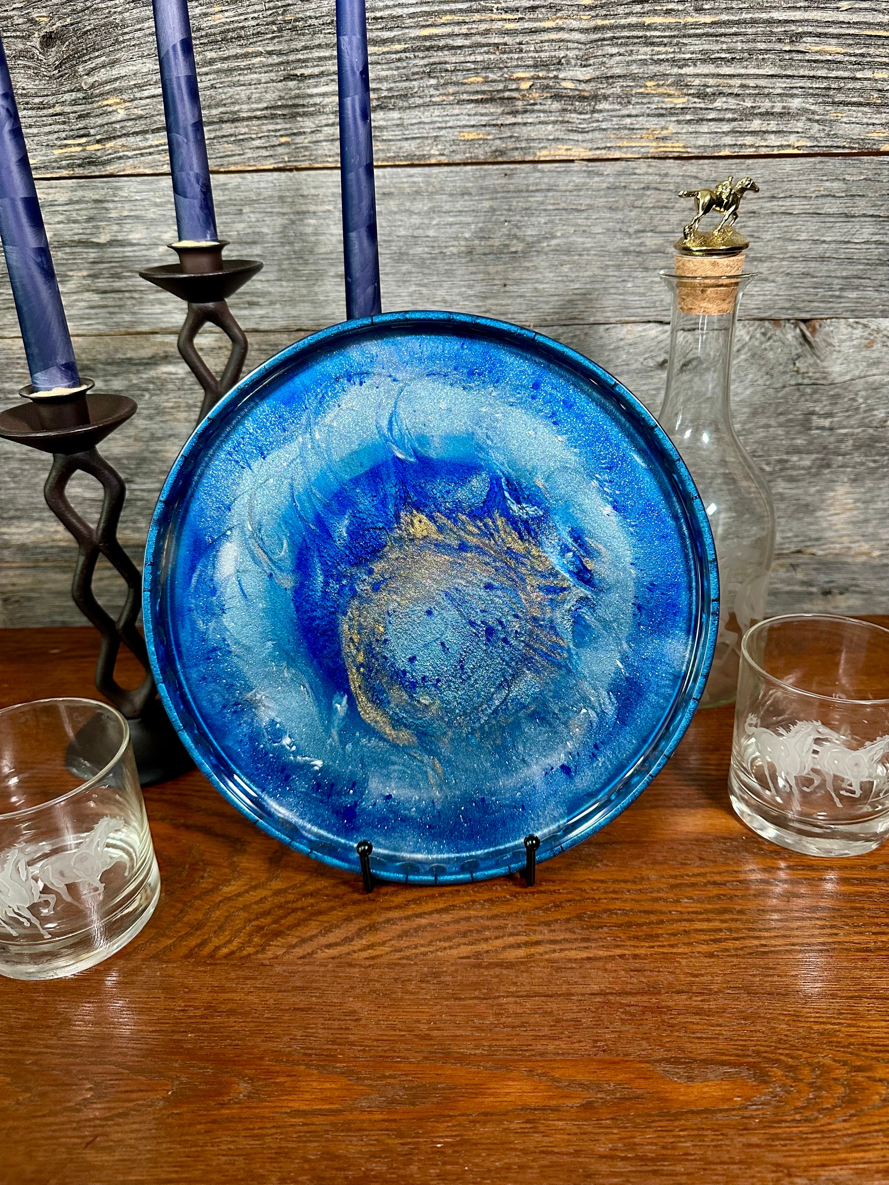 Handcrafted Round Resin Decorative Trays
