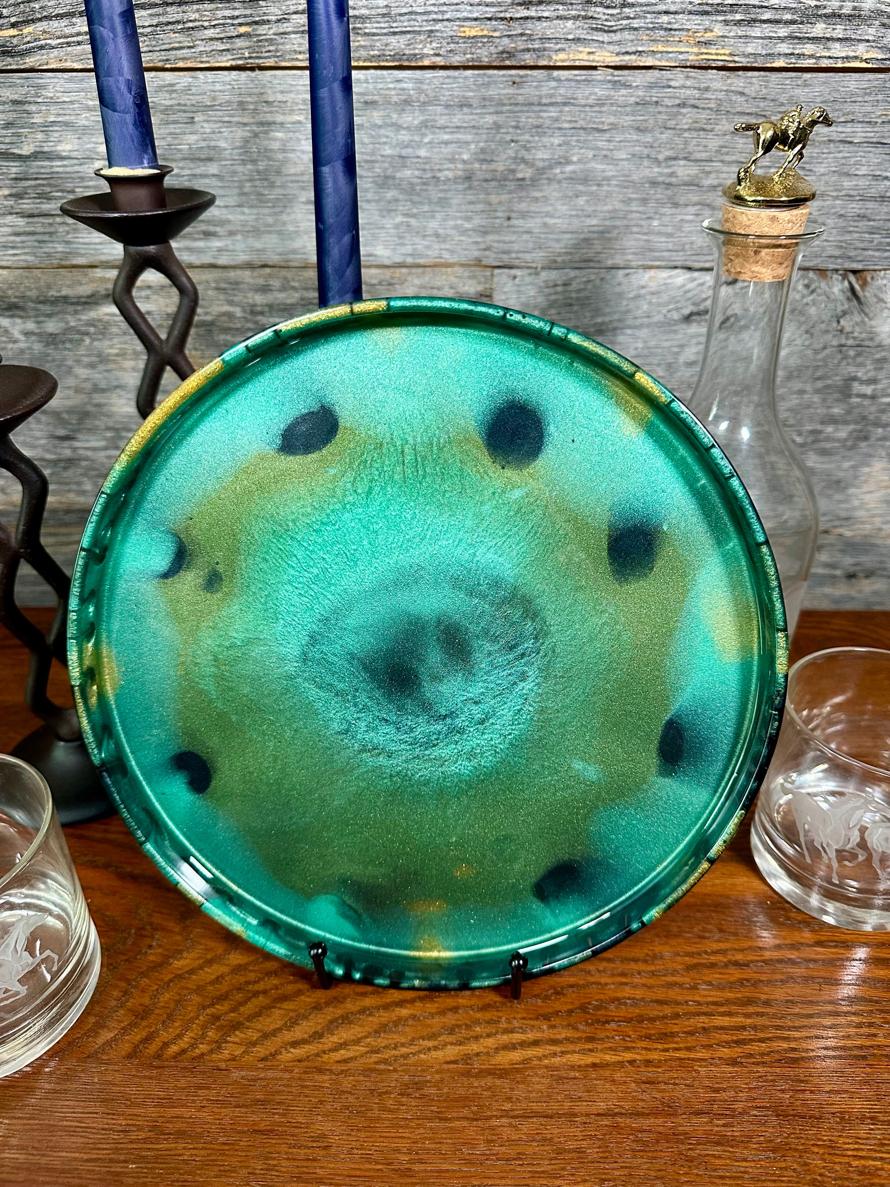 Handcrafted Round Resin Decorative Trays
