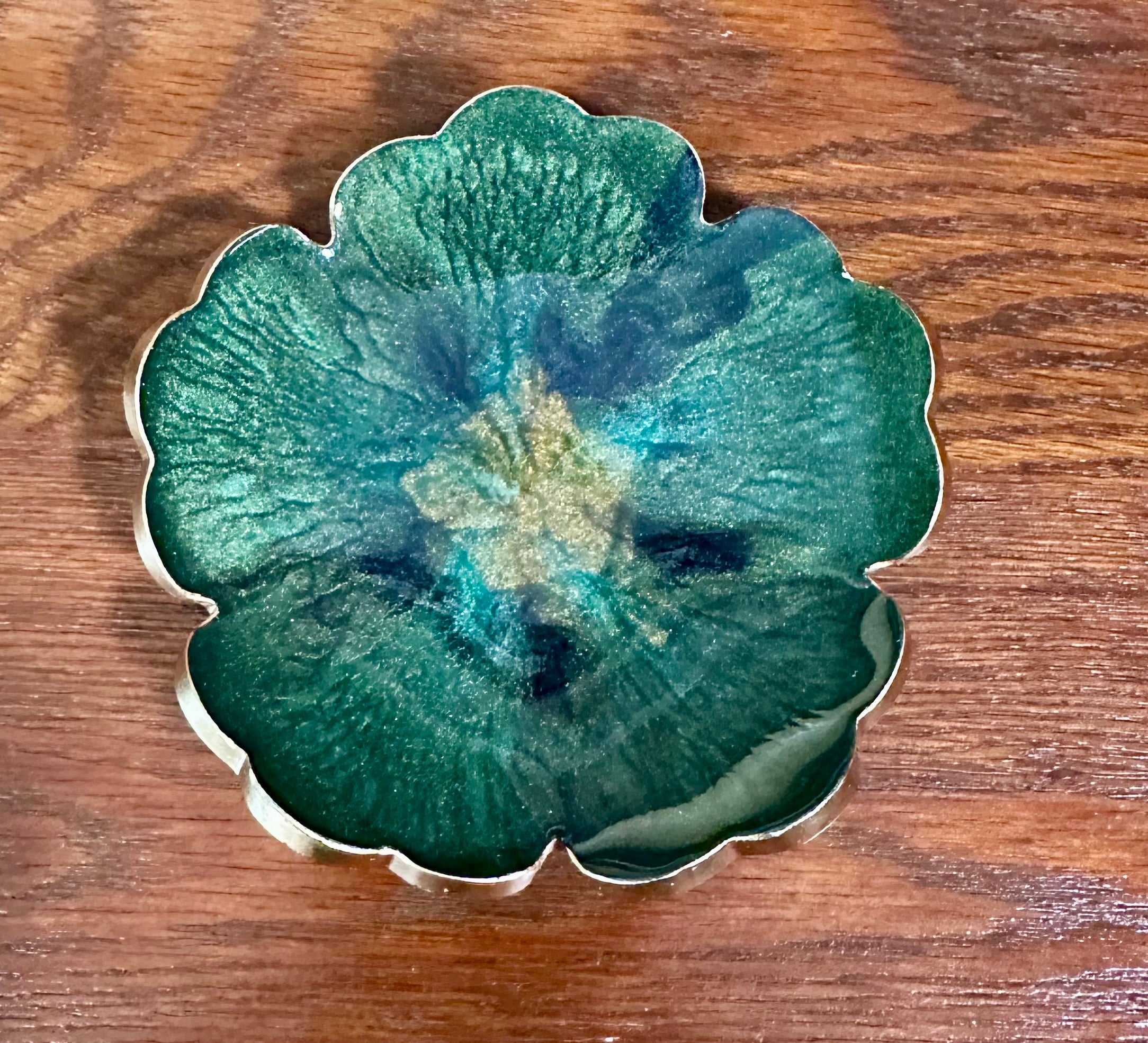 Small ResinFlower Bowl -Trimmed in Gold, Bronze, or Silver