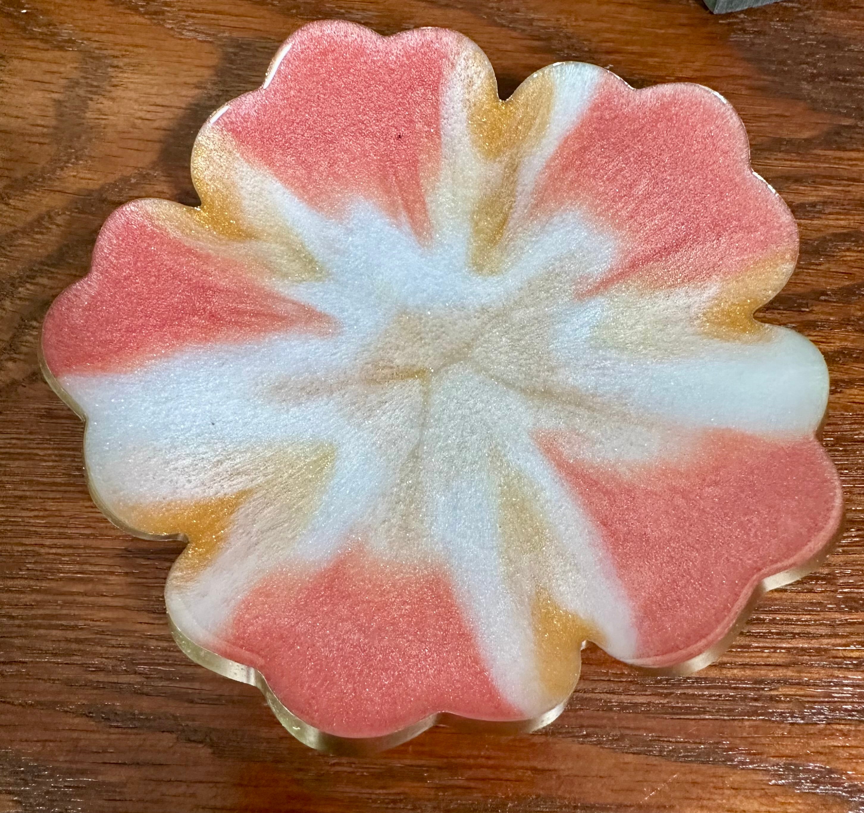 Small ResinFlower Bowl -Trimmed in Gold, Bronze, or Silver