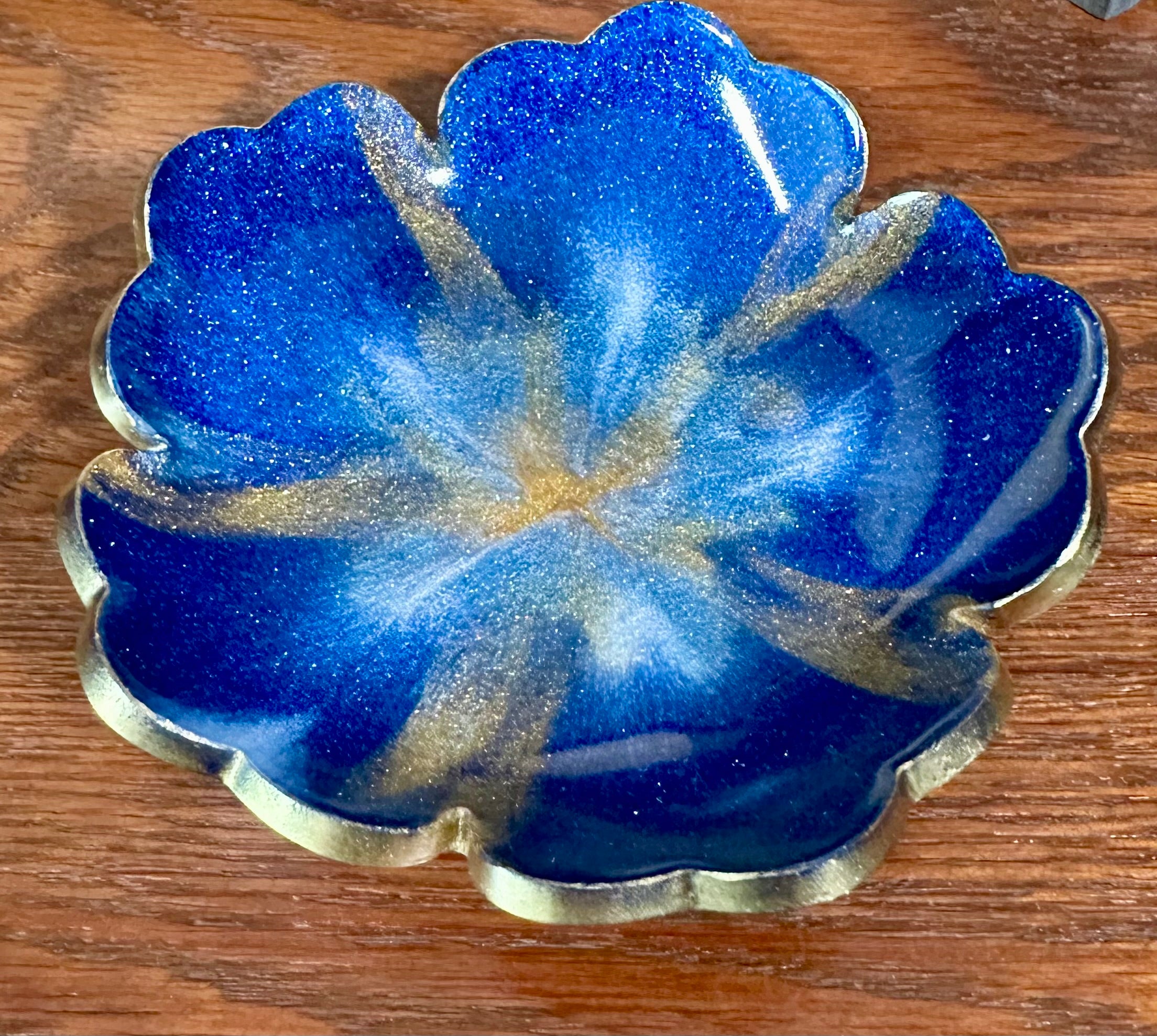Small ResinFlower Bowl -Trimmed in Gold, Bronze, or Silver