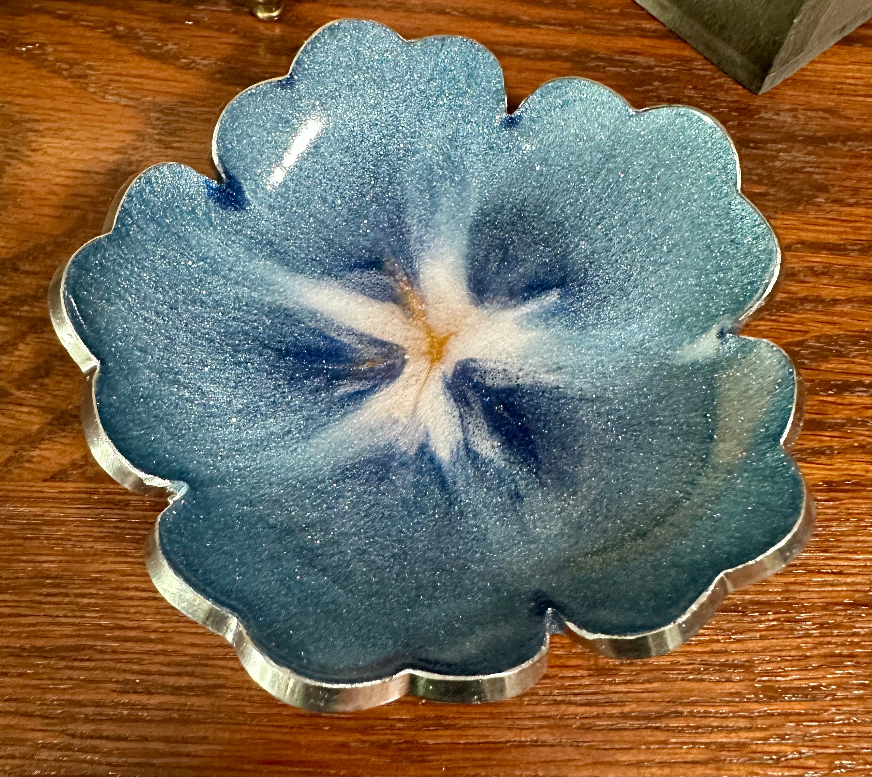 Small ResinFlower Bowl -Trimmed in Gold, Bronze, or Silver