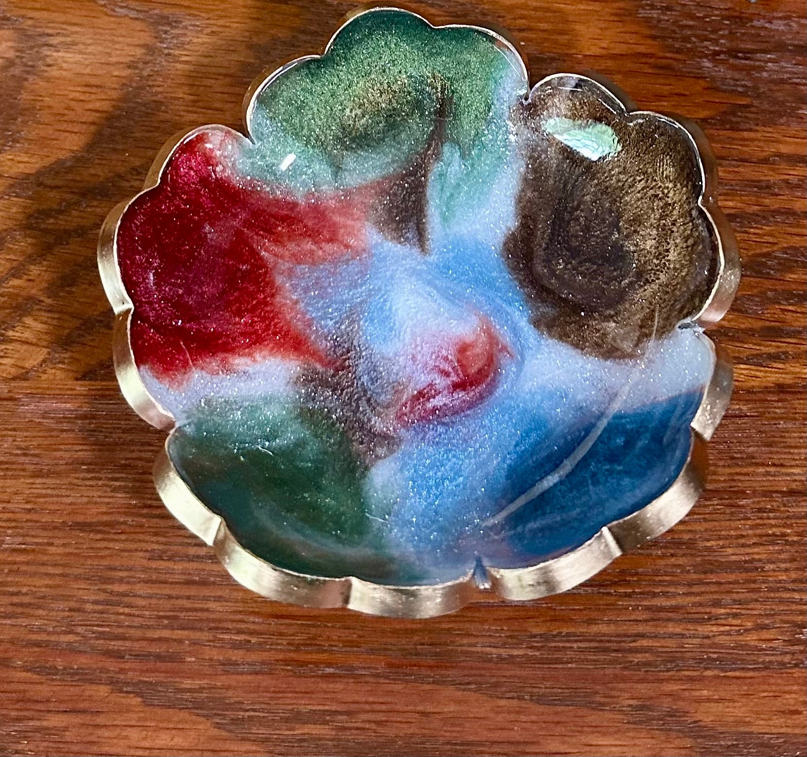 Small ResinFlower Bowl -Trimmed in Gold, Bronze, or Silver